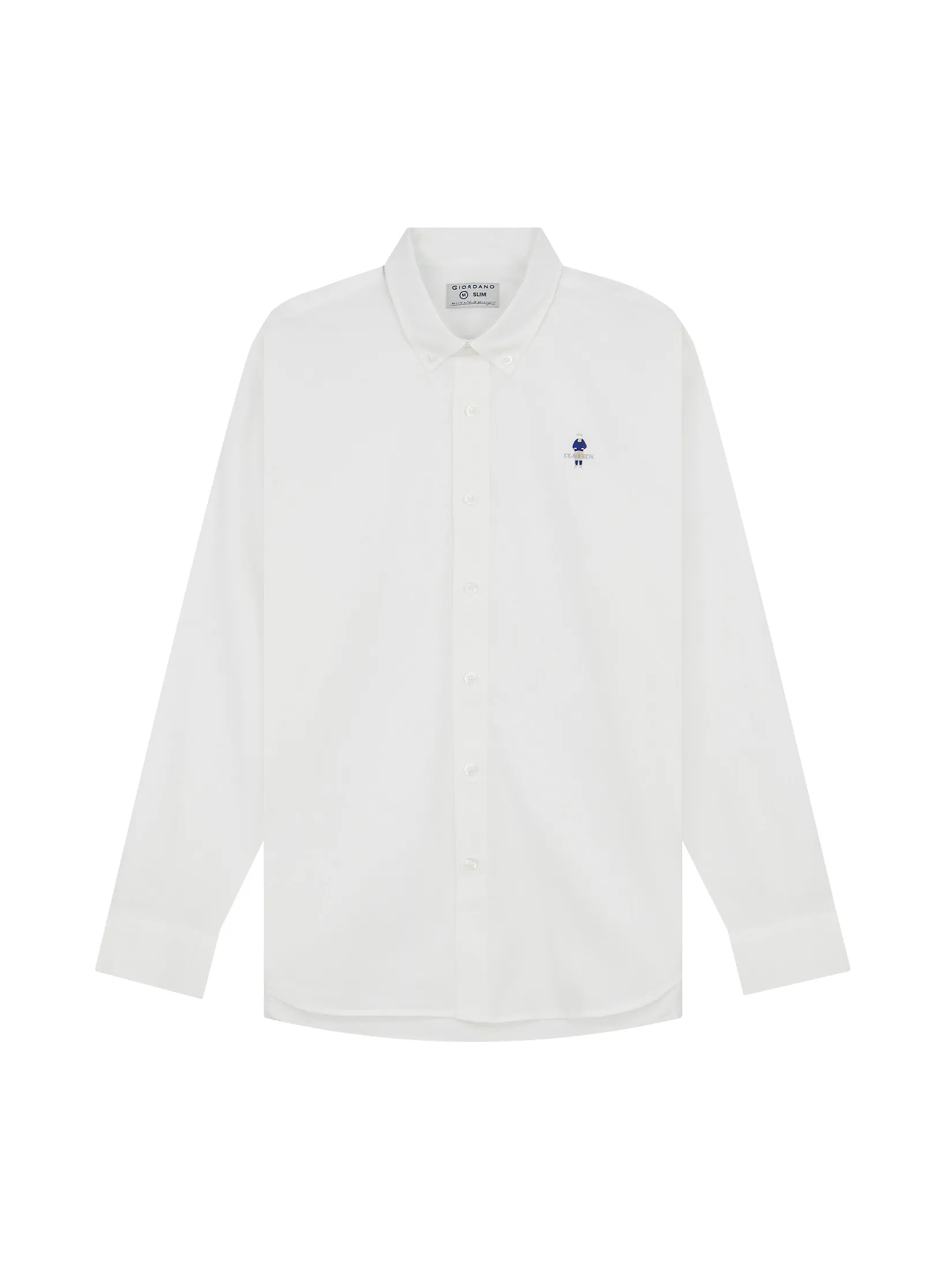 GIORDANO Men s Slim Stretch Oxford Shirts (Classic Man) White GIORDANO Men s Slim Stretch Oxford Shirts (Classic Man) White