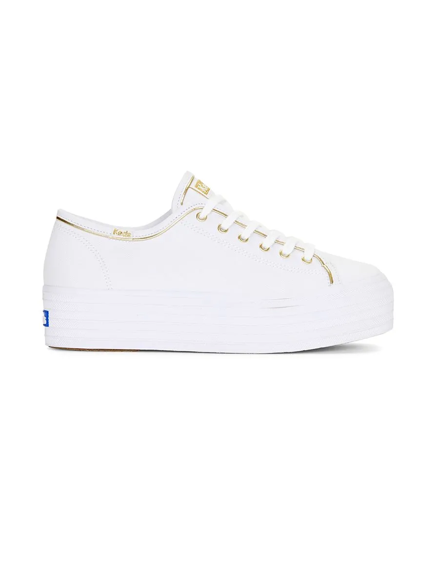 KEDS Women Triple Up Canvas Piping White/Gold KEDS Women Triple Up Canvas Piping White/Gold