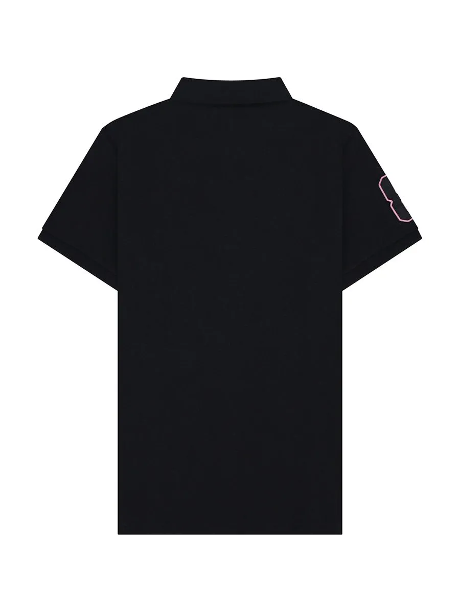 GIORDANO Men's Lycra Pique Embroidery Polo (3D Lion) Black GIORDANO Men's Lycra Pique Embroidery Polo (3D Lion) Black