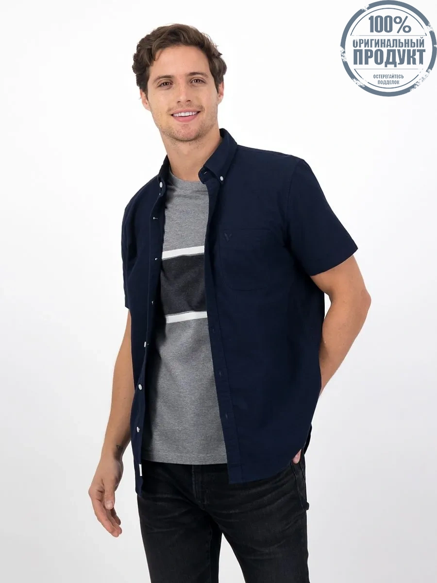 American Eagle 2106 INT SS CF BTD PC DYE OXFORD W EAGLE 410 NAVY American Eagle 2106 INT SS CF BTD PC DYE OXFORD W EAGLE 410 NAVY