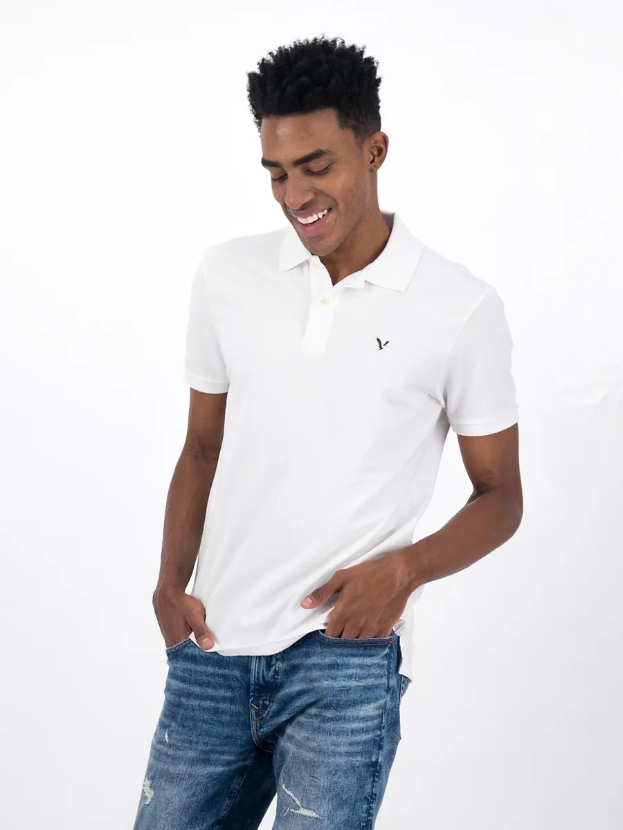 American Eagle MEN P - STANDARD FIT COTTON/FLEX POLO -INTL 100 WHITE American Eagle MEN P - STANDARD FIT COTTON/FLEX POLO -INTL 100 WHITE