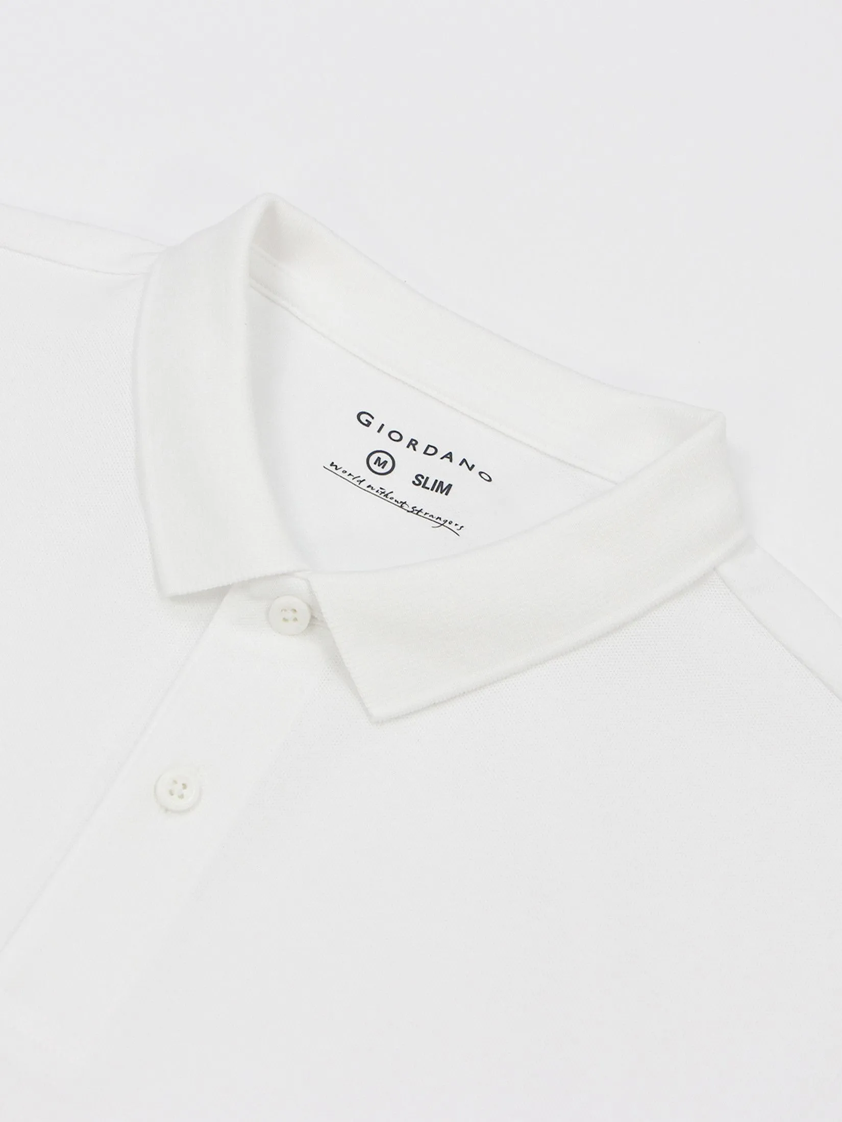 GIORDANO Men's Slim Cotton Lycra Polo Signature White GIORDANO Men's Slim Cotton Lycra Polo Signature White