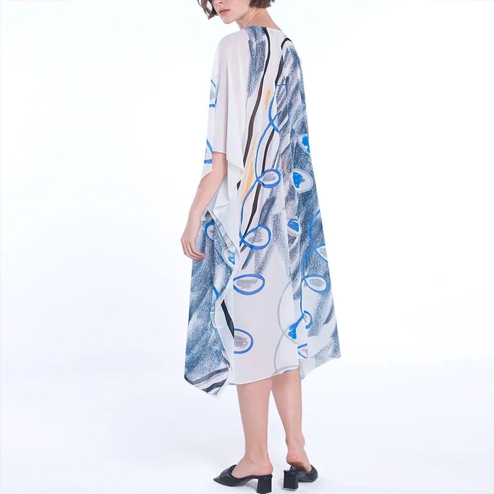 ANGELYS BALEK MULTICOLOR DEEP-V NECK COVER UP DRESS WOMEN SHORT KAFTAN ANGELYS BALEK MULTICOLOR DEEP-V NECK COVER UP DRESS WOMEN SHORT KAFTAN