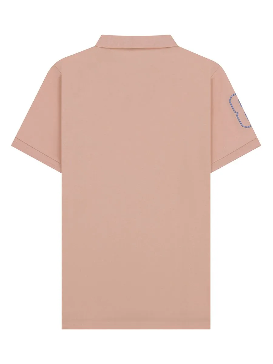 GIORDANO Men's Pique Slim Fit Embroidery Napoleon Polo Evening Sand Pink GIORDANO Men's Pique Slim Fit Embroidery Napoleon Polo Evening Sand Pink