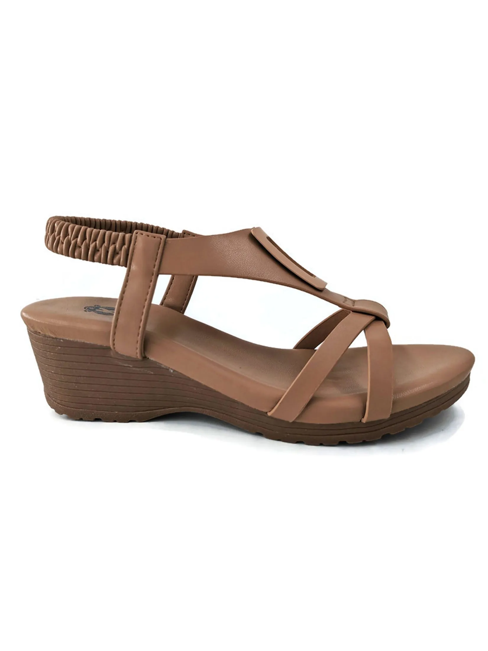 KLIN Woman Wedge Sling-Back Sandals Style Khaki KLIN Woman Wedge Sling-Back Sandals Style Khaki