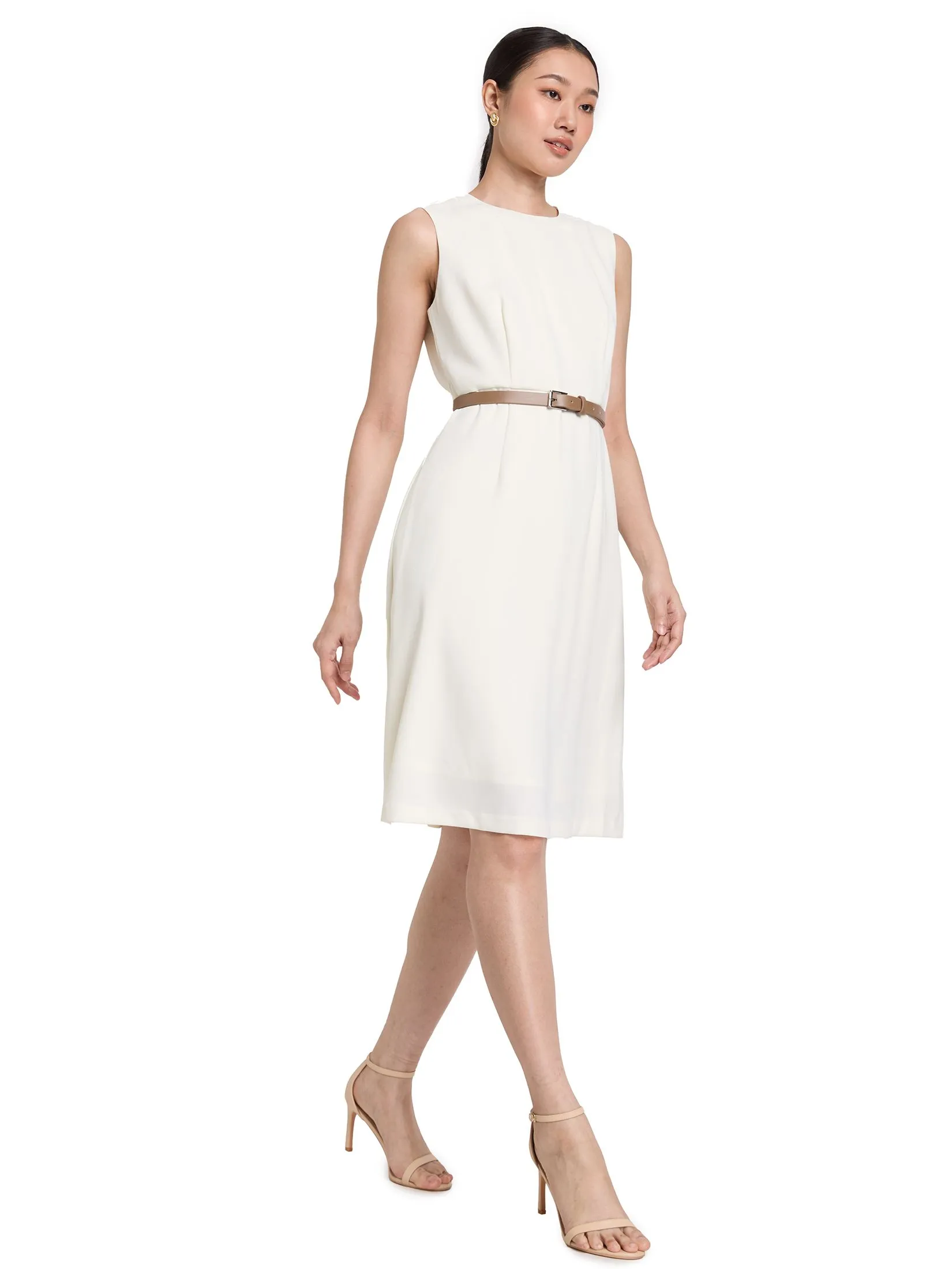 EXPRESSIONS Women Dress Sleeveless With Leather Belt EXPRESSIONS Women Dress Sleeveless With Leather Belt
