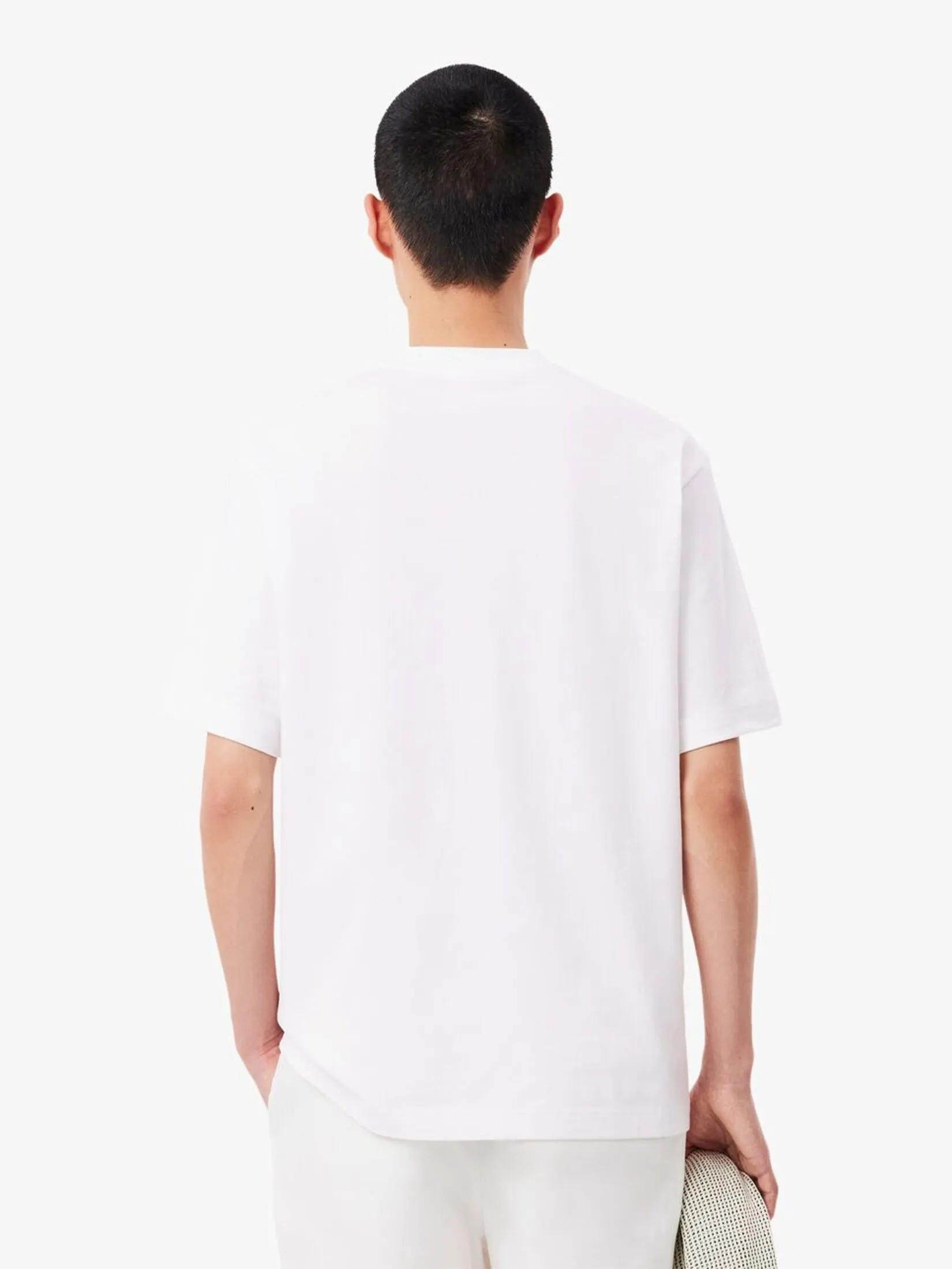 LACOSTE Loose Fit Heavy Cotton Printed T-shirt White LACOSTE Loose Fit Heavy Cotton Printed T-shirt White