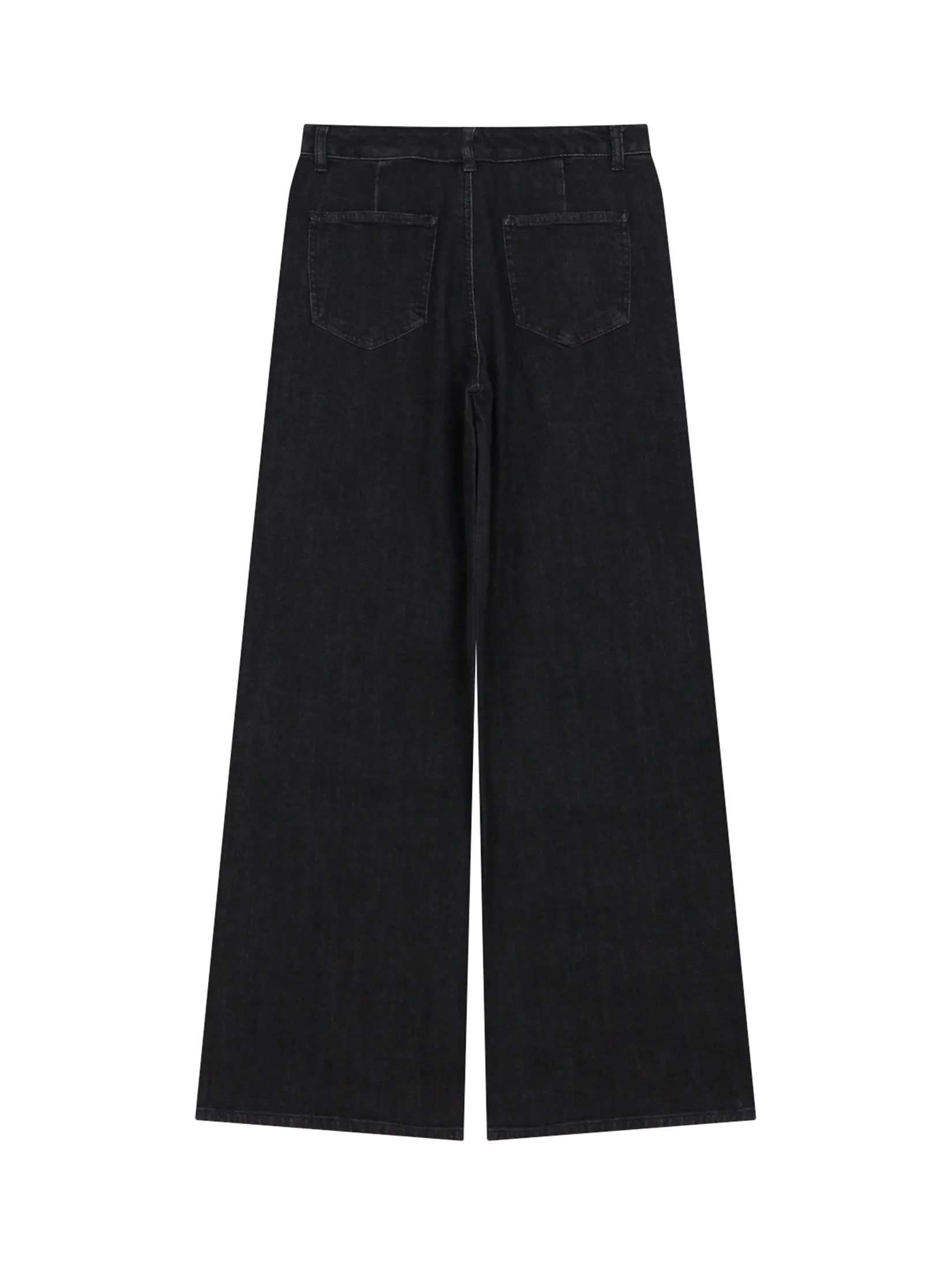 GIORDANO Women's Wide Leg Stretch Denim Jeans Black GIORDANO Women's Wide Leg Stretch Denim Jeans Black