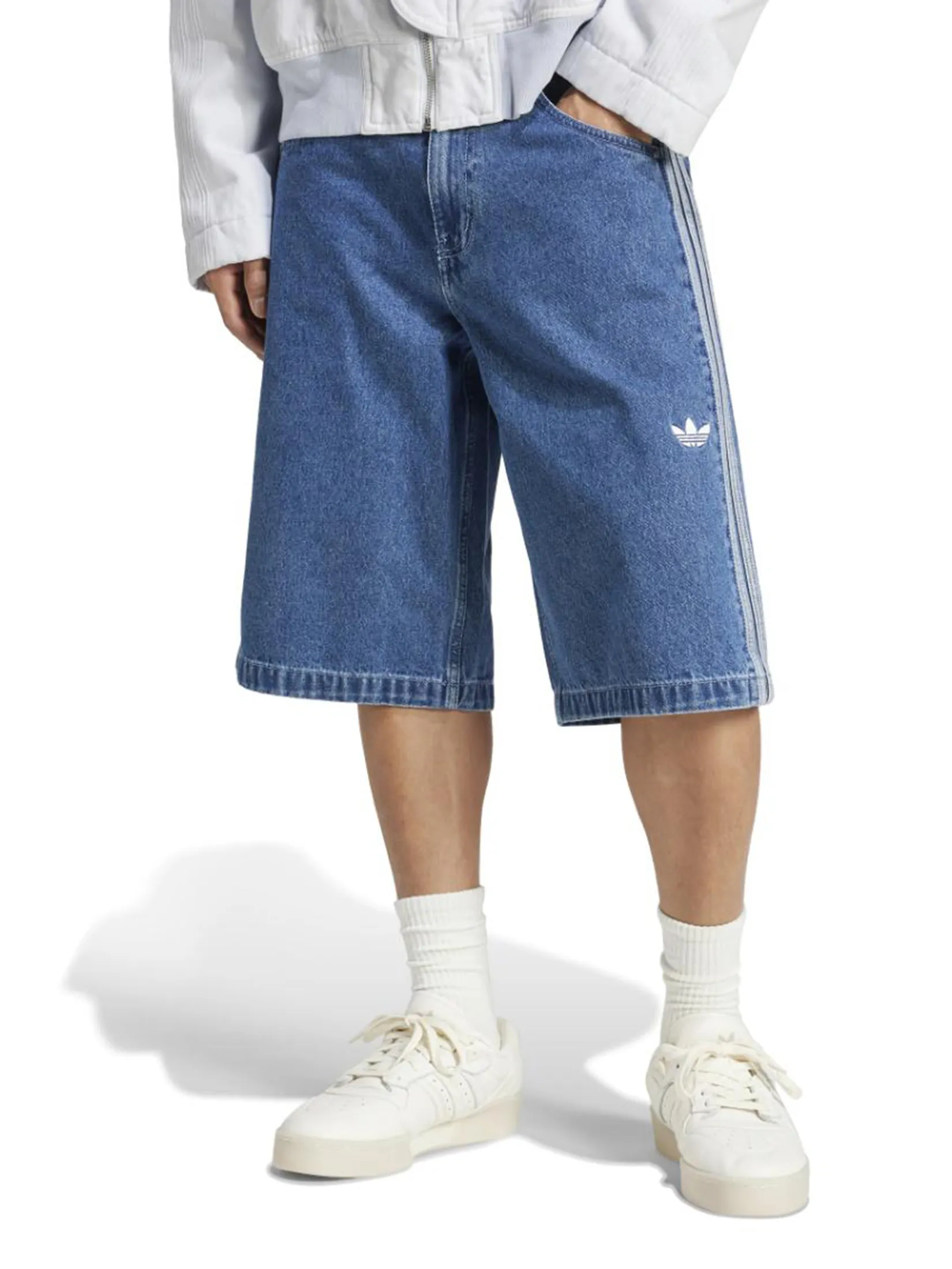 ADIDAS Men Shorts Adicolor Denim Firebird Medium Blue Denim ADIDAS Men Shorts Adicolor Denim Firebird Medium Blue Denim