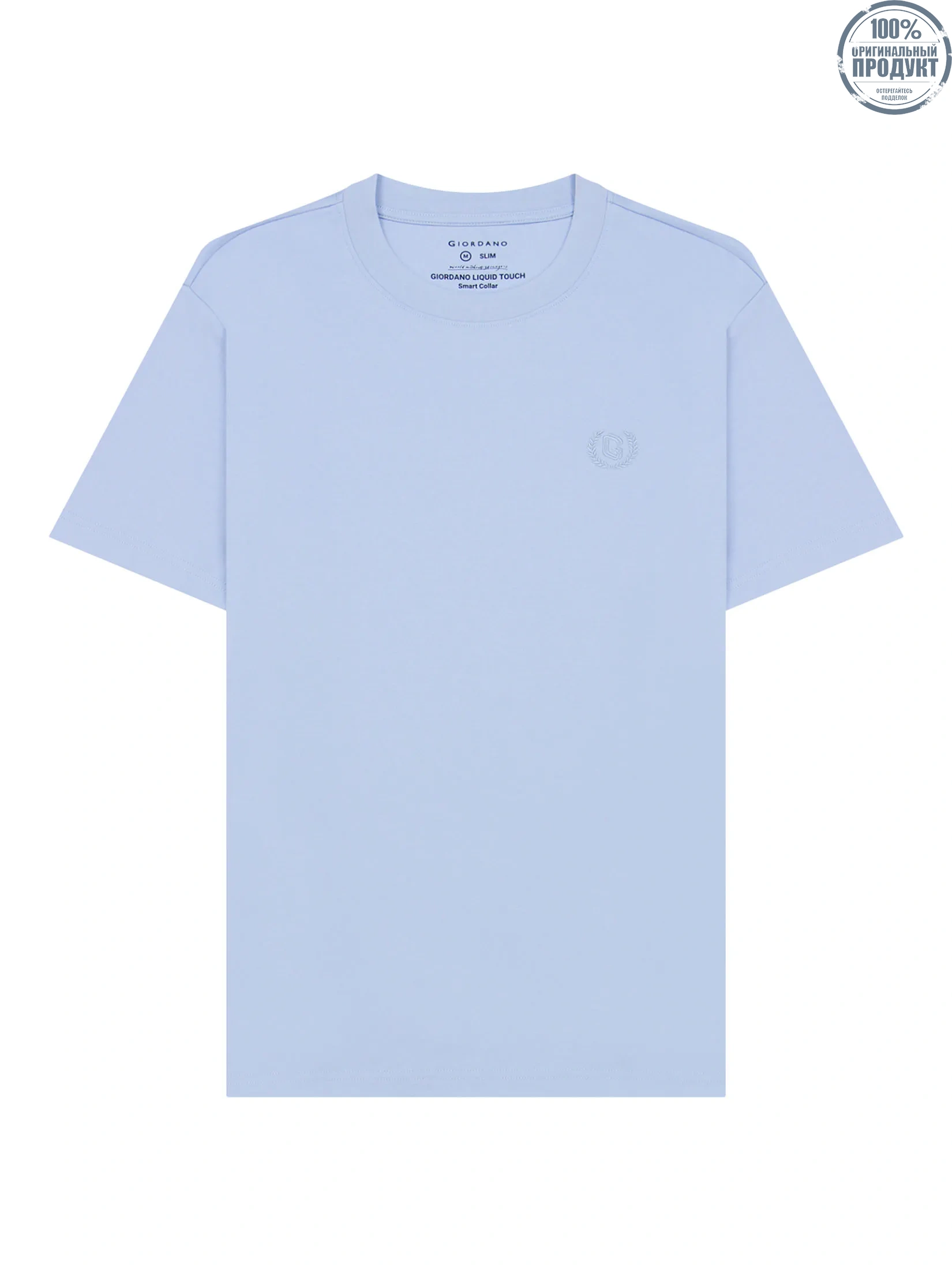 GIORDANO Men s Slim Cotton Embroidery Tee (Liquid Touch) Subdued blue GIORDANO Men s Slim Cotton Embroidery Tee (Liquid Touch) Subdued blue