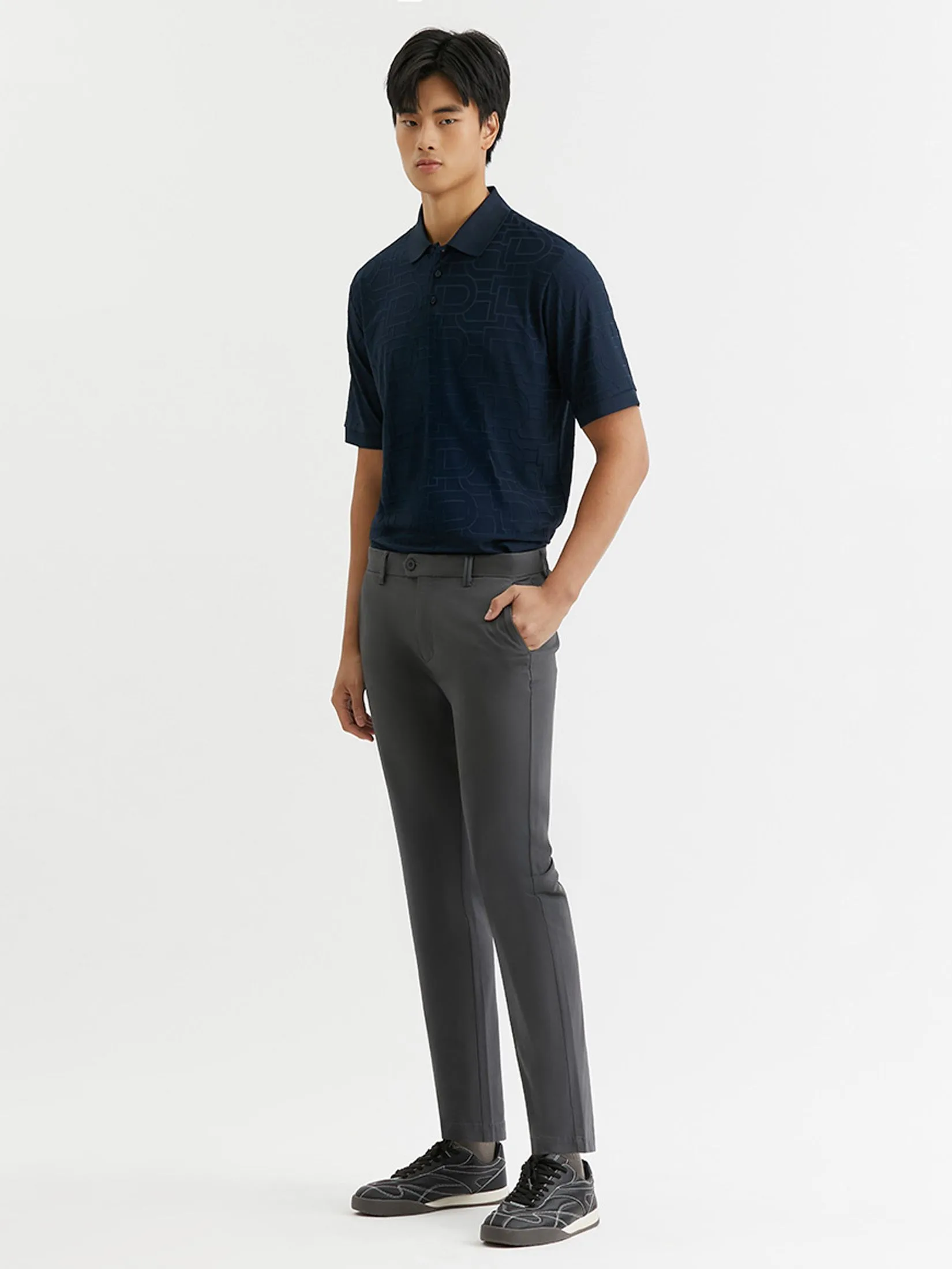 DAPPER DAPPER DP Jacquard Polo Shirt Navy DAPPER DAPPER DP Jacquard Polo Shirt Navy