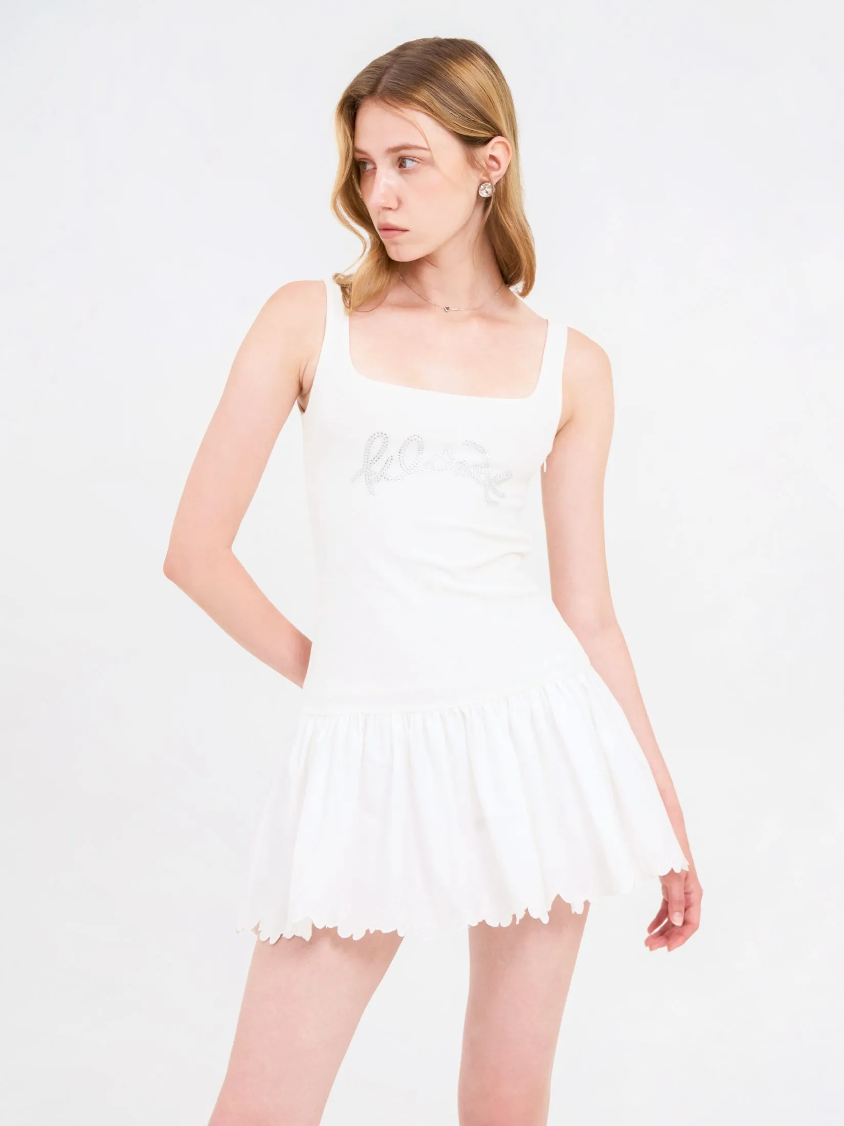 KLOSET (SS25) Women Kloset Flared-Hem Dress White KLOSET (SS25) Women Kloset Flared-Hem Dress White