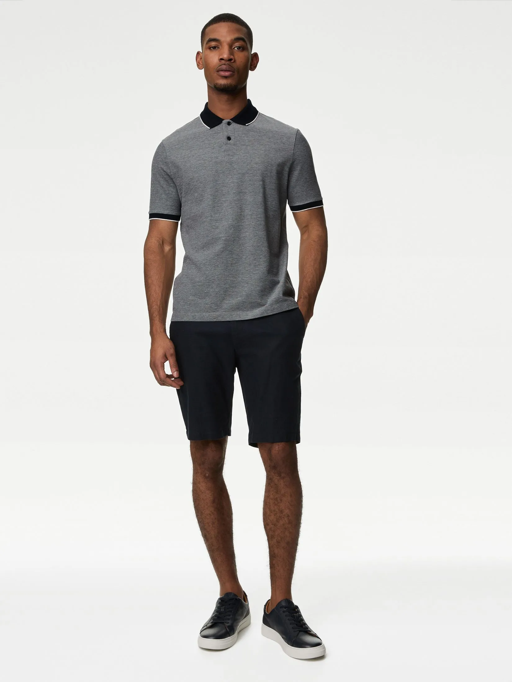 MARKS & SPENCER Men Shirt Pure Cotton Tipped Pique MARKS & SPENCER Men Shirt Pure Cotton Tipped Pique
