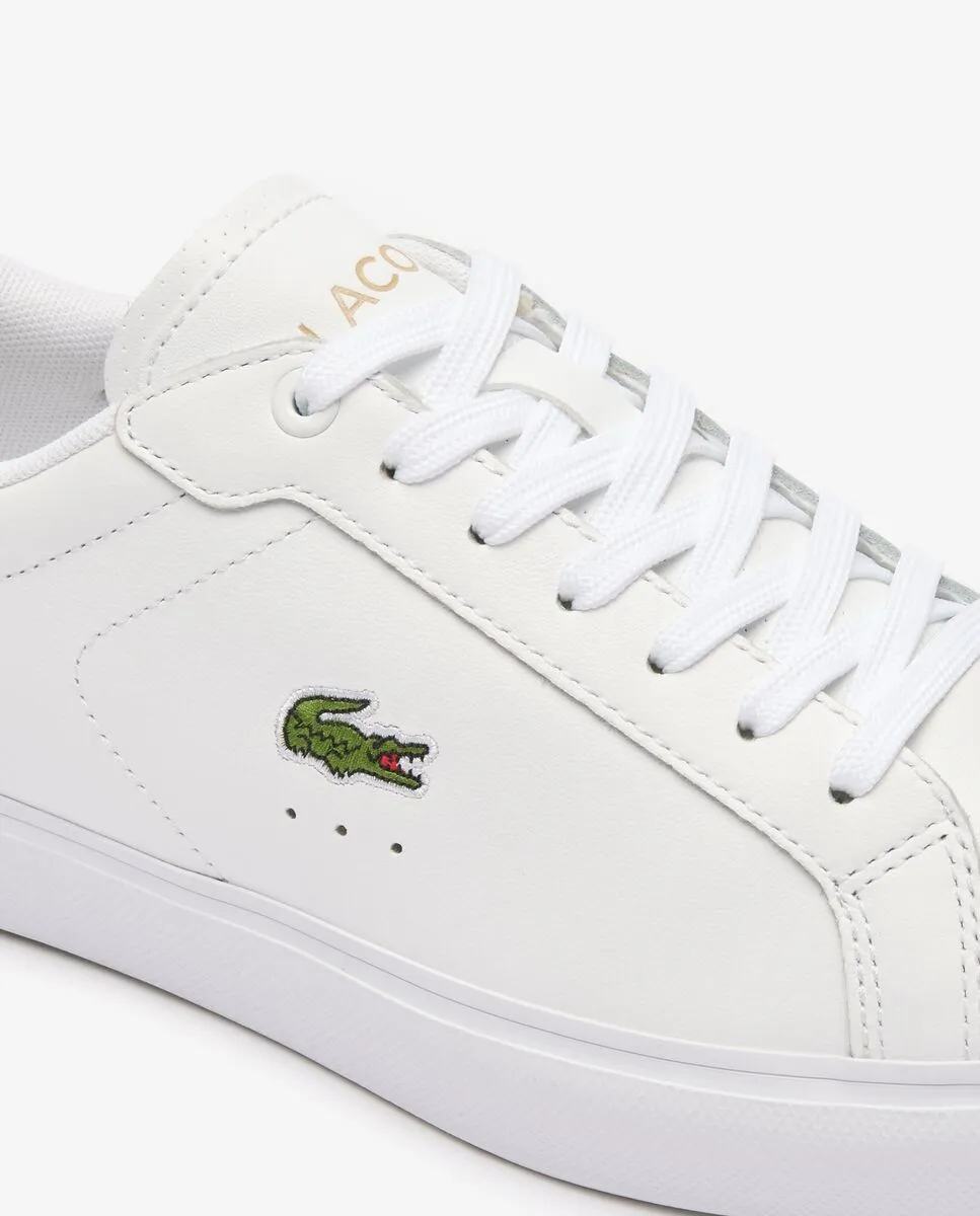 LACOSTE White Women’s Powercourt Logo Tongue Leather Trainers LACOSTE White Women’s Powercourt Logo Tongue Leather Trainers