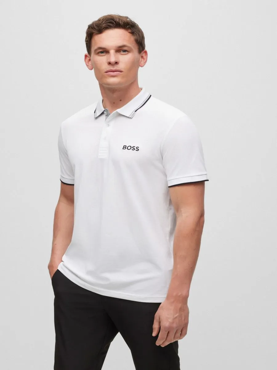 BOSS Men's Polos Regular Fit White BOSS Men's Polos Regular Fit White