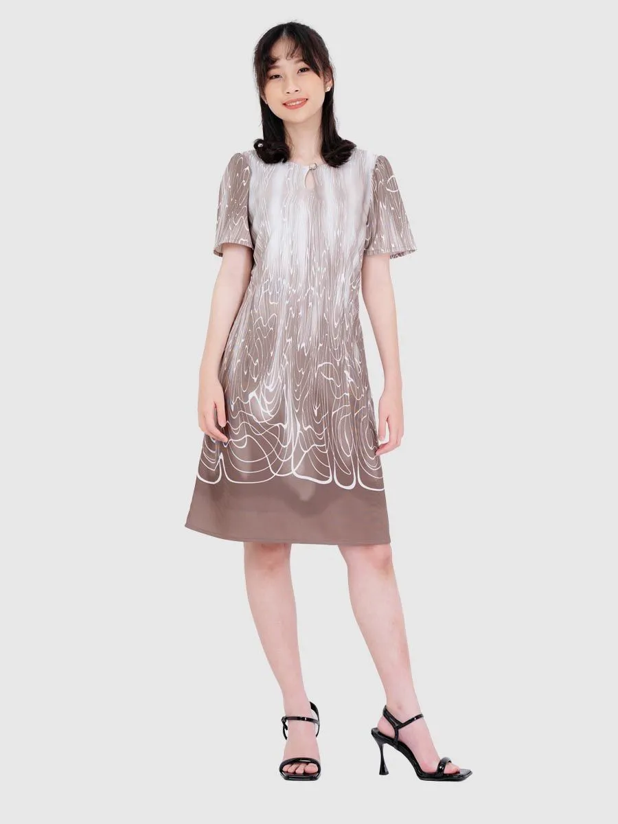 AMILA Women Dress Cushion Border Brown AMILA Women Dress Cushion Border Brown