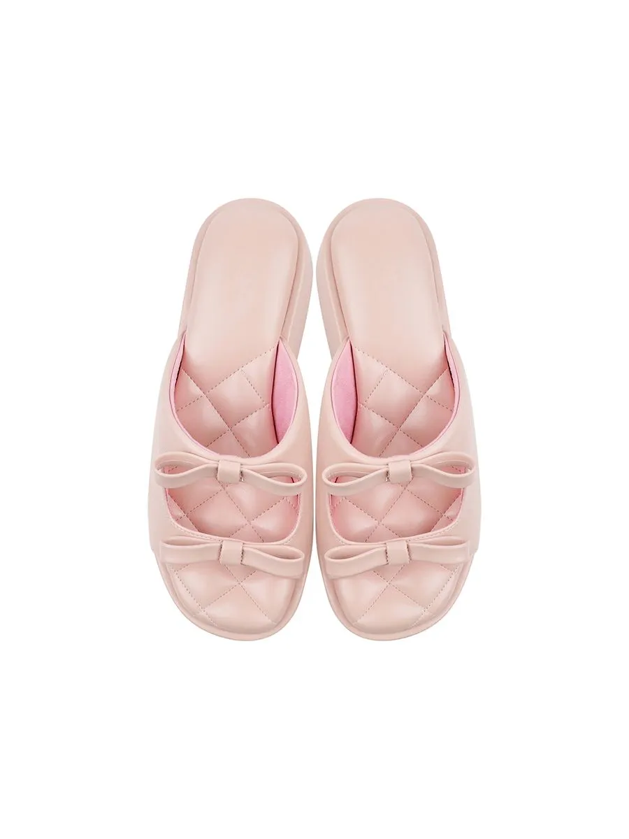 SHU WOMEN  PETITE BOW PALETTE SOFT 2" WEDGES - NUDE PINK SHU WOMEN  PETITE BOW PALETTE SOFT 2" WEDGES - NUDE PINK