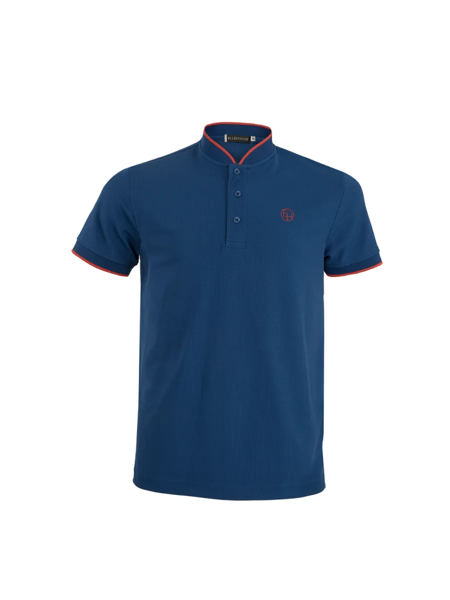 ELLE HOMME Men Mandarin collar shirt short sleeves Smart fit W8K912 - Navy Blue ELLE HOMME Men Mandarin collar shirt short sleeves Smart fit W8K912 - Navy Blue