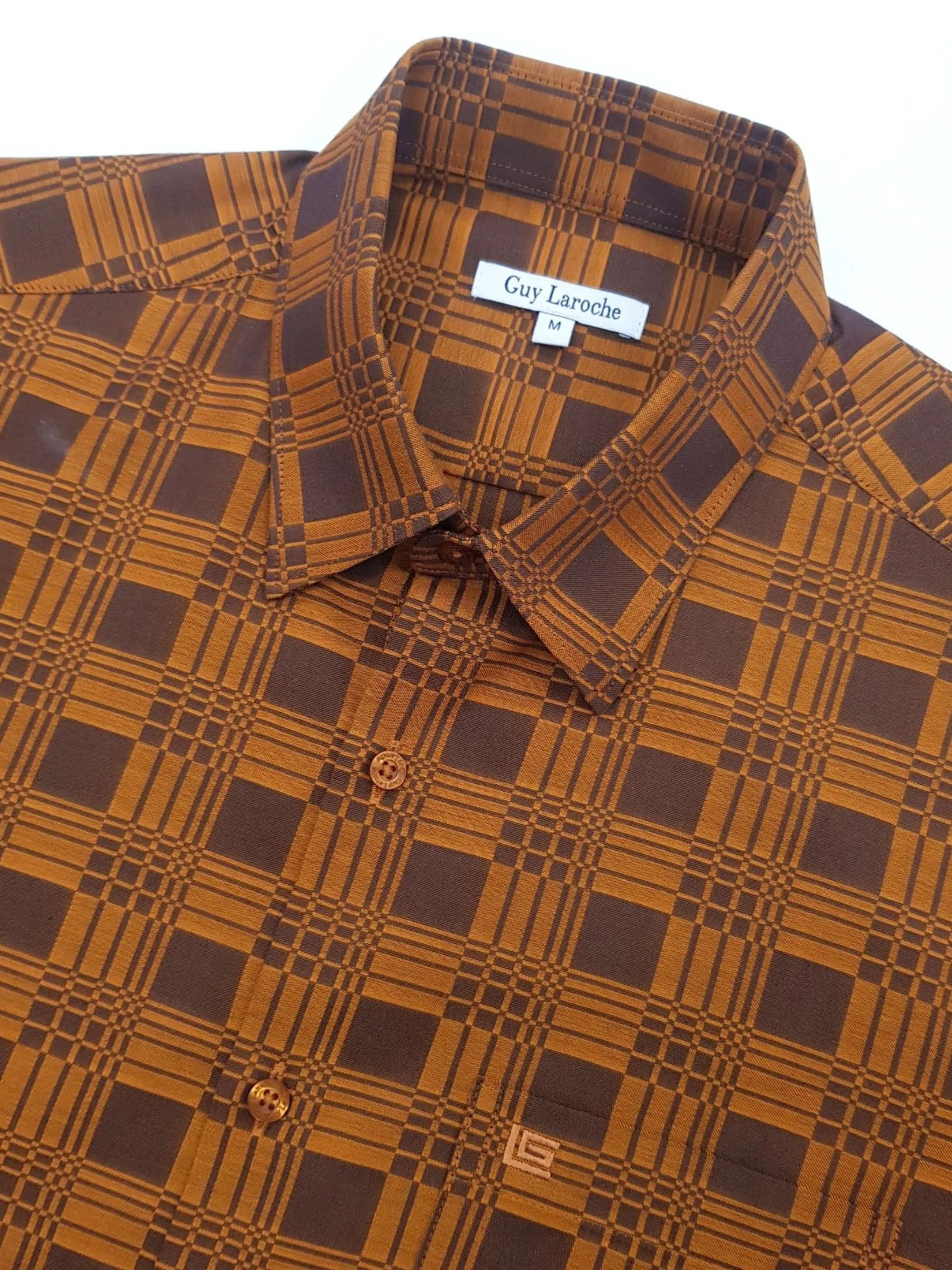 GUY LAROCHE MENWEAR Men's Shirt short sleeves BAC9203W3BR - Brown GUY LAROCHE MENWEAR Men's Shirt short sleeves BAC9203W3BR - Brown