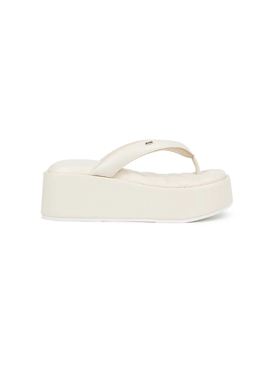 SHU WOMEN  PALETTE SOFT 2.5" BARE SKIN THONG WEDGES - WHITE SHU WOMEN  PALETTE SOFT 2.5" BARE SKIN THONG WEDGES - WHITE