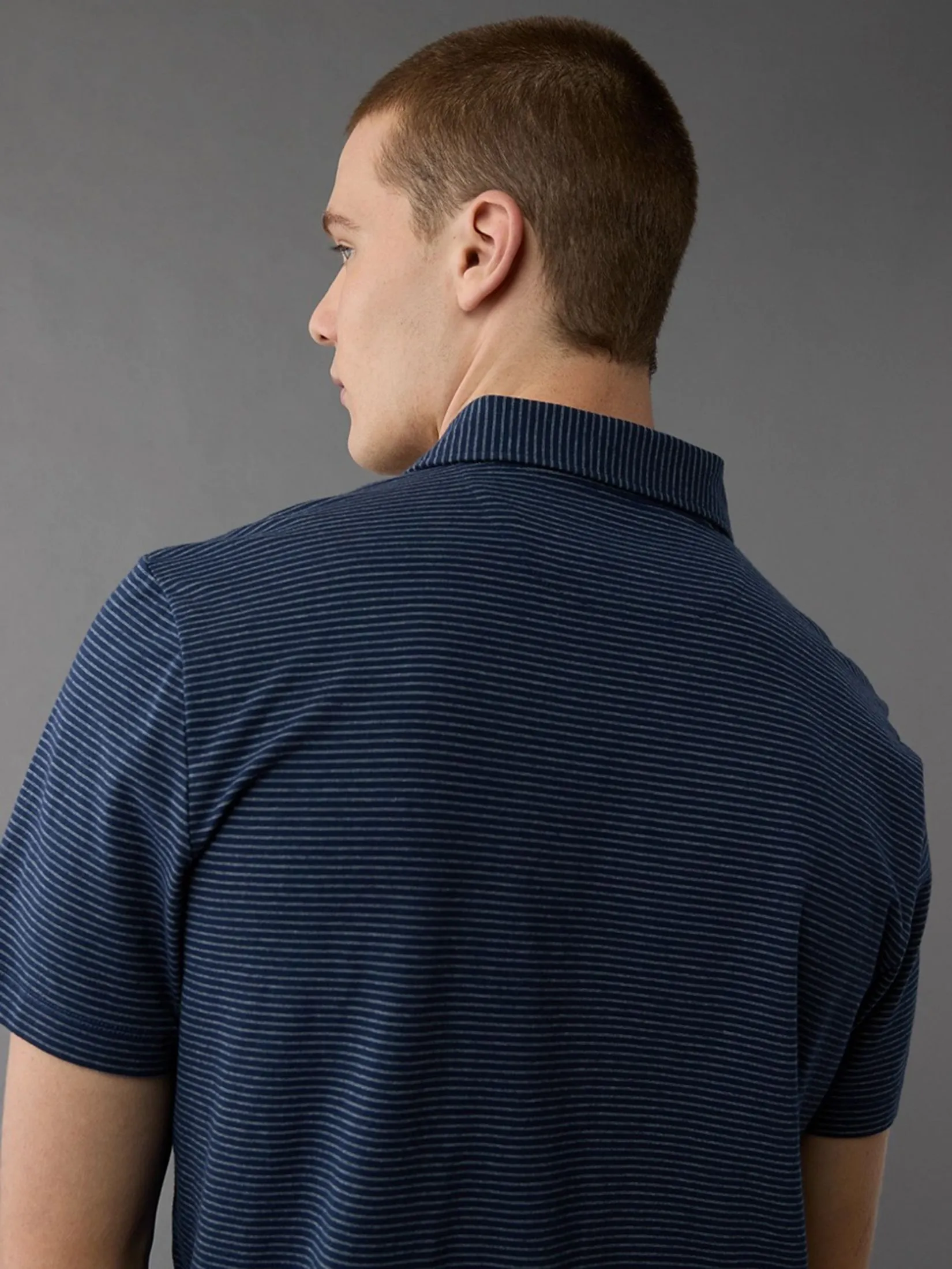 American Eagle MEN P- CULLEN JERSEY POLO (STRIPES) 410 NAVY American Eagle MEN P- CULLEN JERSEY POLO (STRIPES) 410 NAVY