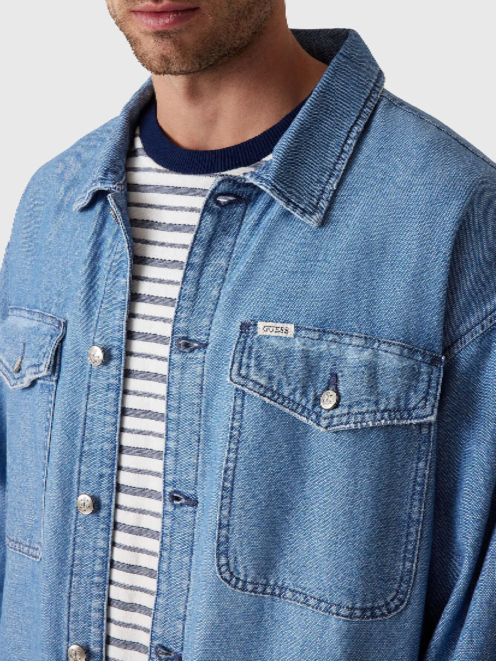 GUESS MEN Denim jacket with logo - Denim GUESS MEN Denim jacket with logo - Denim