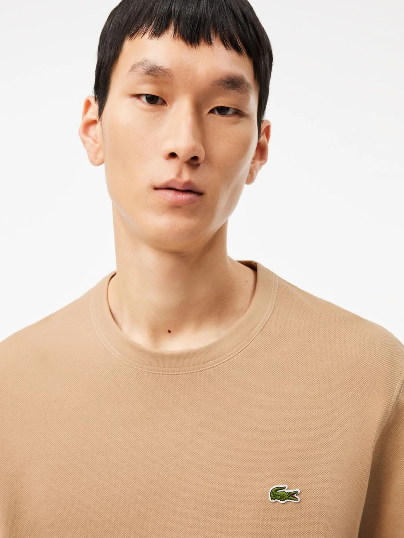 LACOSTE Heavy Piqu  T-shirt Beige LACOSTE Heavy Piqu  T-shirt Beige