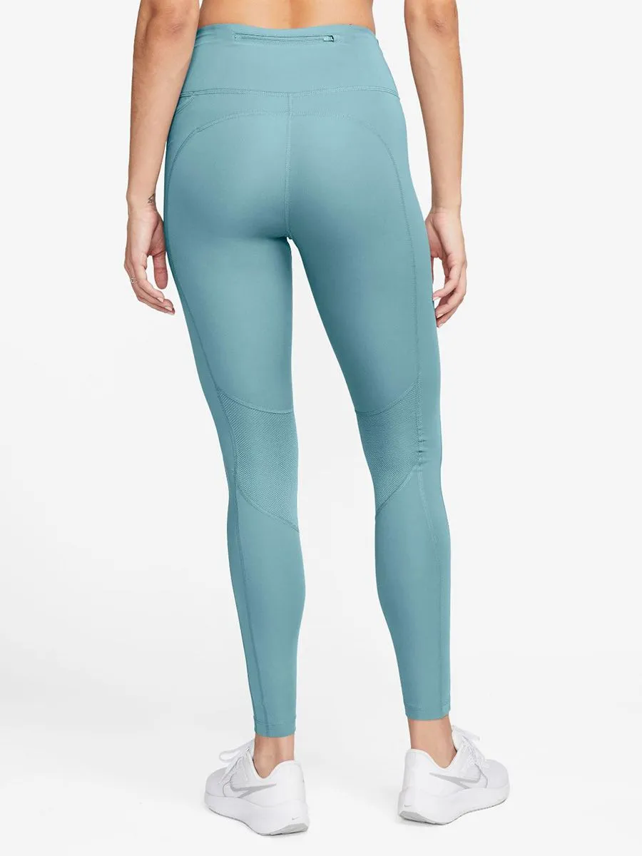 NIKE Women Running Leggings Epic Fast Mid-Rise Denim Turq/Reflective Silver NIKE Women Running Leggings Epic Fast Mid-Rise Denim Turq/Reflective Silver
