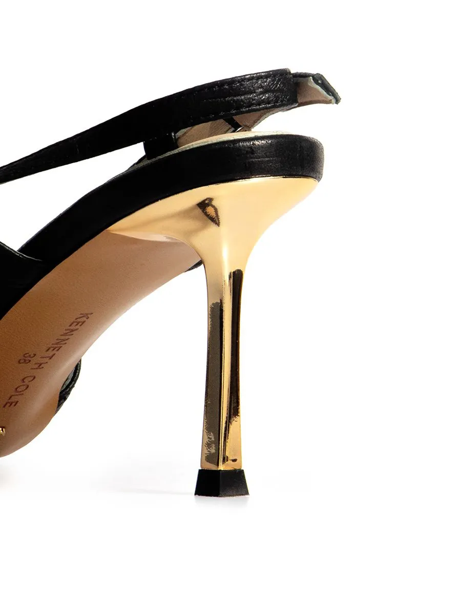 KENNETH COLE WOMEN HEELS ADIA SLINGBACKS X ANNE THONGPRASOM / JET BLACK CROC KENNETH COLE WOMEN HEELS ADIA SLINGBACKS X ANNE THONGPRASOM / JET BLACK CROC
