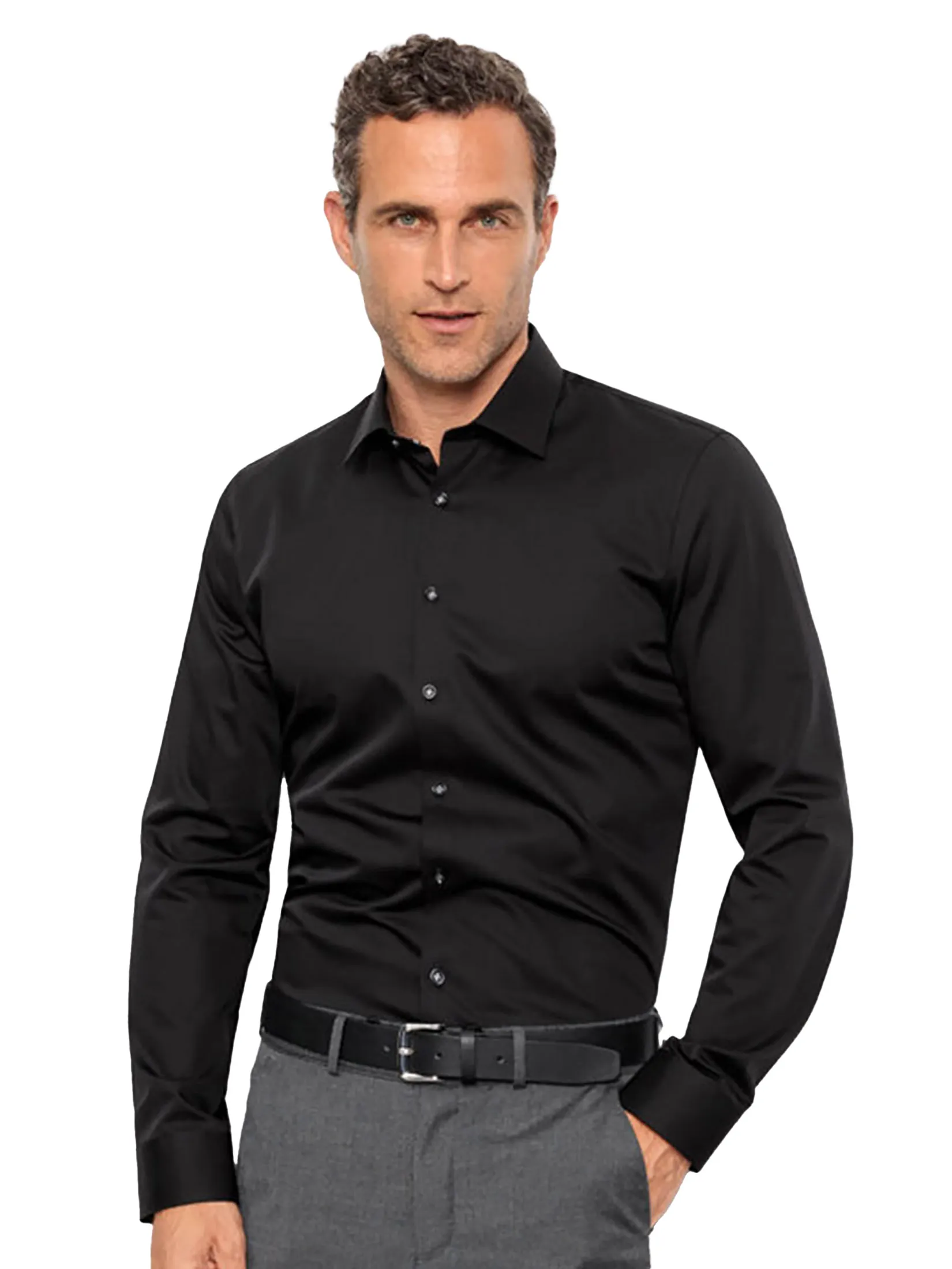 OLYMP MEN SHIRT LONG SLEEVES BUSINESS SHIRT SUPER SLIM FIT BLACK OLYMP MEN SHIRT LONG SLEEVES BUSINESS SHIRT SUPER SLIM FIT BLACK