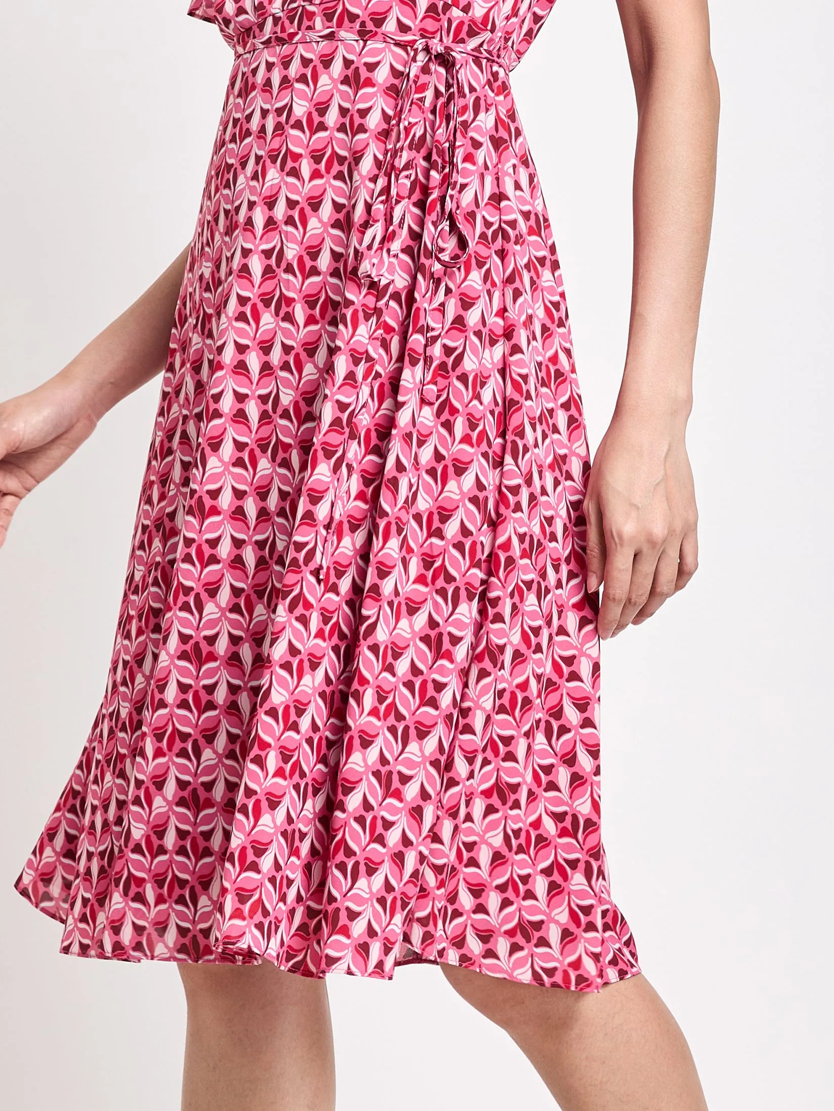 EXPRESSIONS Women Flared Dress With Tier Sleeves And Belt EXPRESSIONS Women Flared Dress With Tier Sleeves And Belt