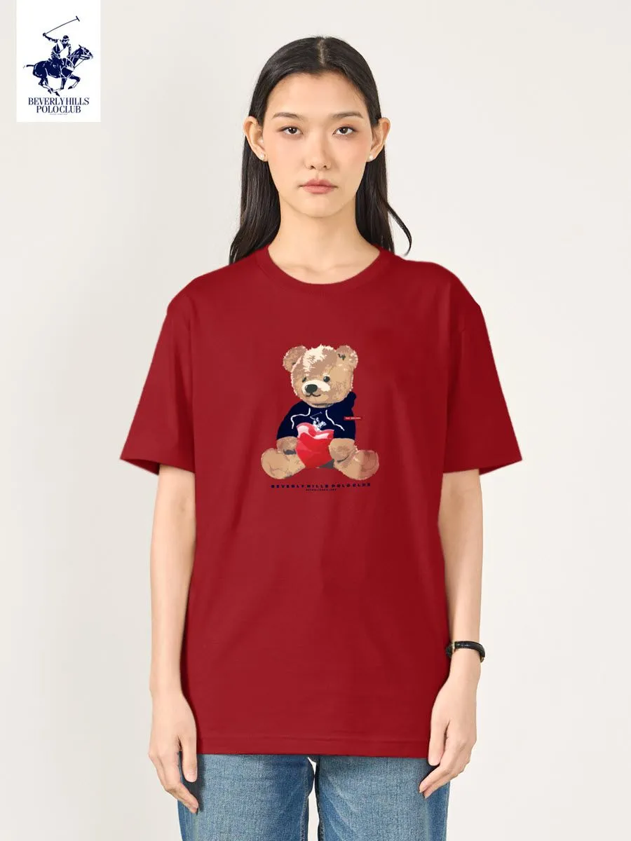 BEVERLY HILLS POLO CLUB Red Unisex T-Shirt REGULAR-FIT Model BNSR339 BEVERLY HILLS POLO CLUB Red Unisex T-Shirt REGULAR-FIT Model BNSR339