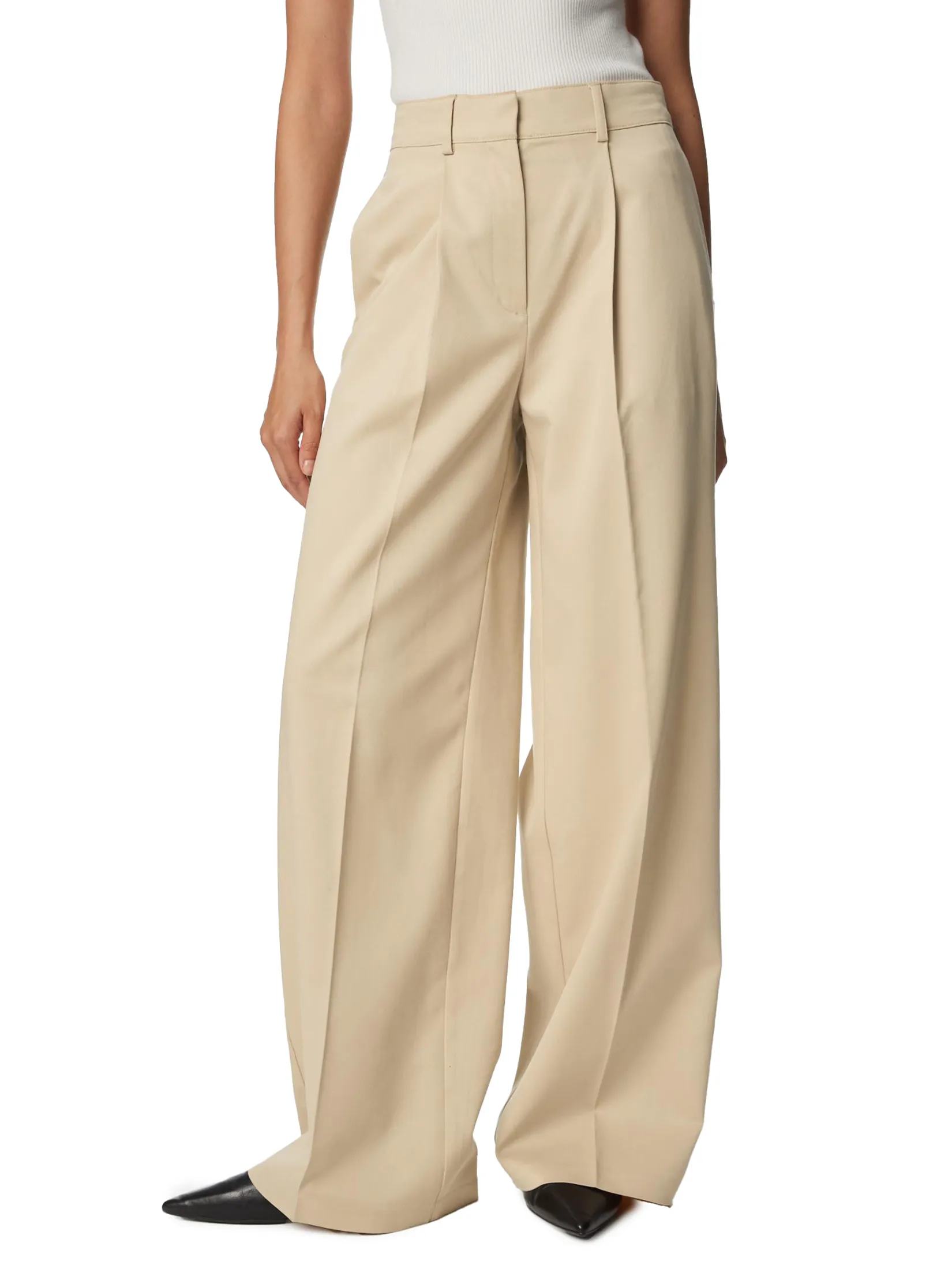 MARKS & SPENCER Women Trousers Wide Leg Lyocell Rich Pleat Front Hessian MARKS & SPENCER Women Trousers Wide Leg Lyocell Rich Pleat Front Hessian