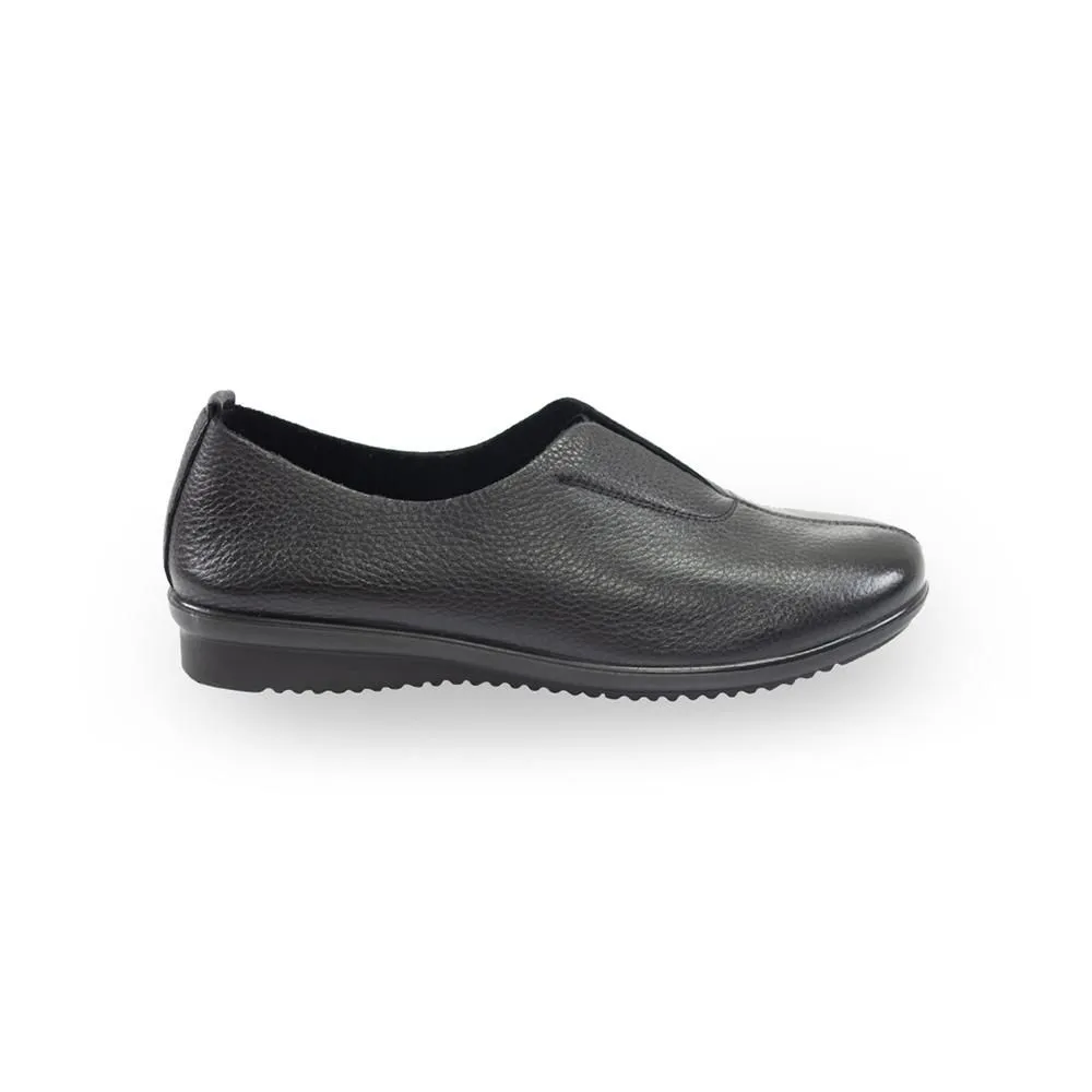 POLO CLUB Black Leather Court Shoes Rounded Toe Wedge P1555 POLO CLUB Black Leather Court Shoes Rounded Toe Wedge P1555