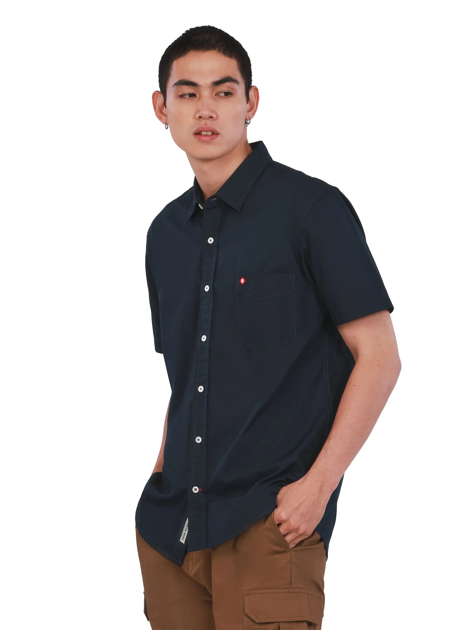 JOHN HENRY Men's Short Sleeves Shirts (Slim Fit) ESSENTIALS Navy JOHN HENRY Men's Short Sleeves Shirts (Slim Fit) ESSENTIALS Navy