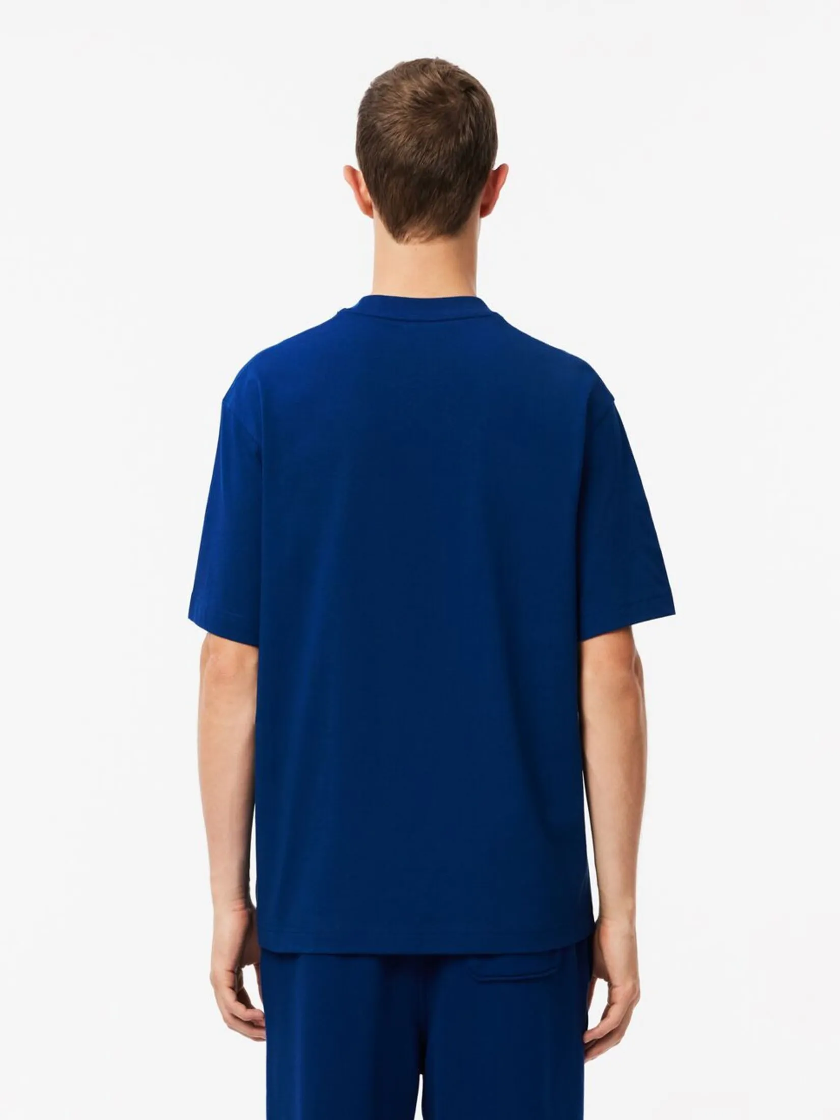 LACOSTE Loose Fit Heavy Cotton Printed T-shirt Blue LACOSTE Loose Fit Heavy Cotton Printed T-shirt Blue