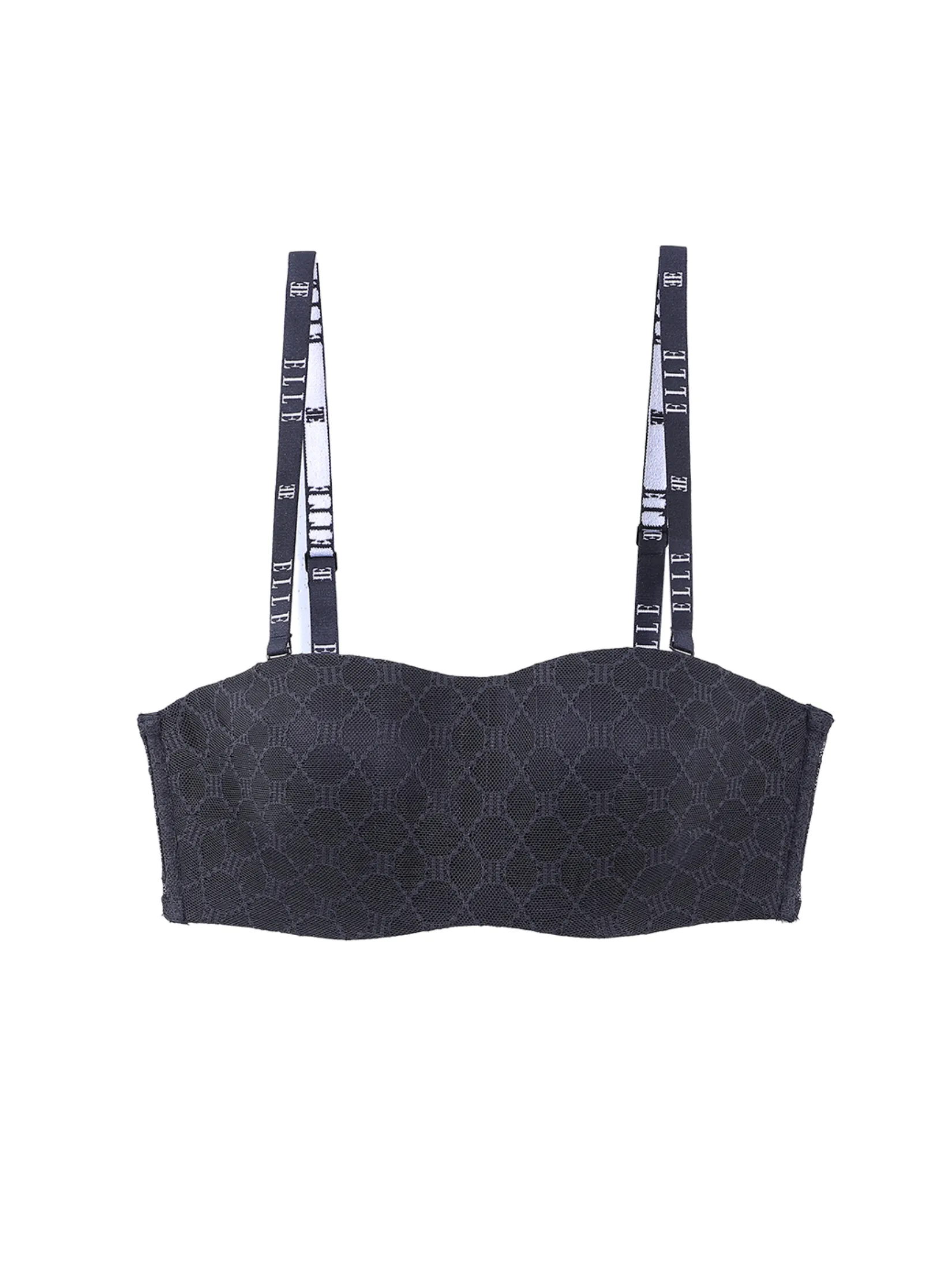 ELLE LINGERIE Women Strapless bra with underwire lace fabric ELLE LOGO pattern LB8602 - black ELLE LINGERIE Women Strapless bra with underwire lace fabric ELLE LOGO pattern LB8602 - black
