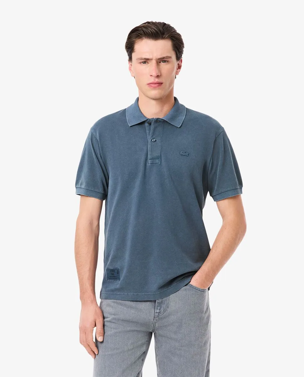 LACOSTE Classic Fit L.12.12 Washed Effect Polo Shirt Blue LACOSTE Classic Fit L.12.12 Washed Effect Polo Shirt Blue