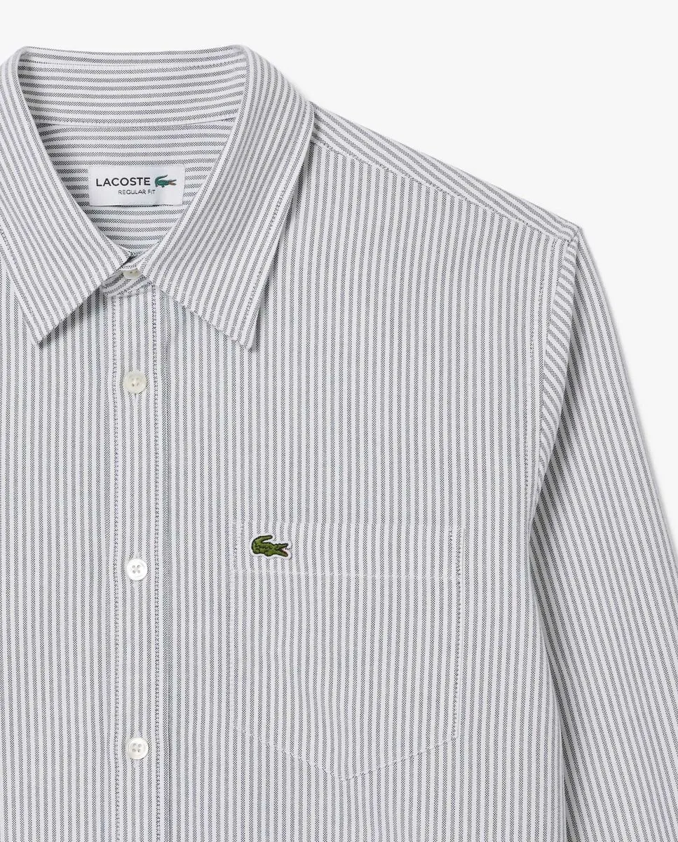 LACOSTE Regular Fit Striped Oxford Shirt Blue LACOSTE Regular Fit Striped Oxford Shirt Blue