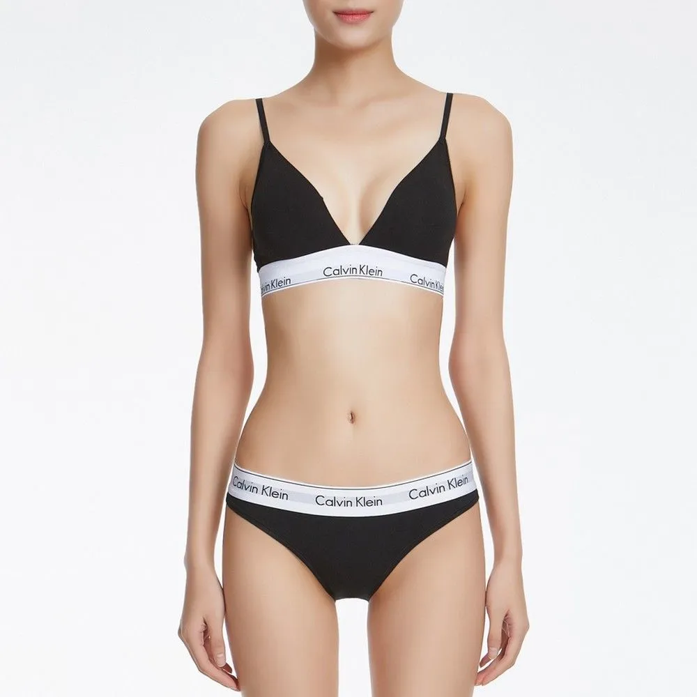 CALVIN KLEIN Women Modern Cotton Triangle Bralette Bras Black QF5650 001 CALVIN KLEIN Women Modern Cotton Triangle Bralette Bras Black QF5650 001
