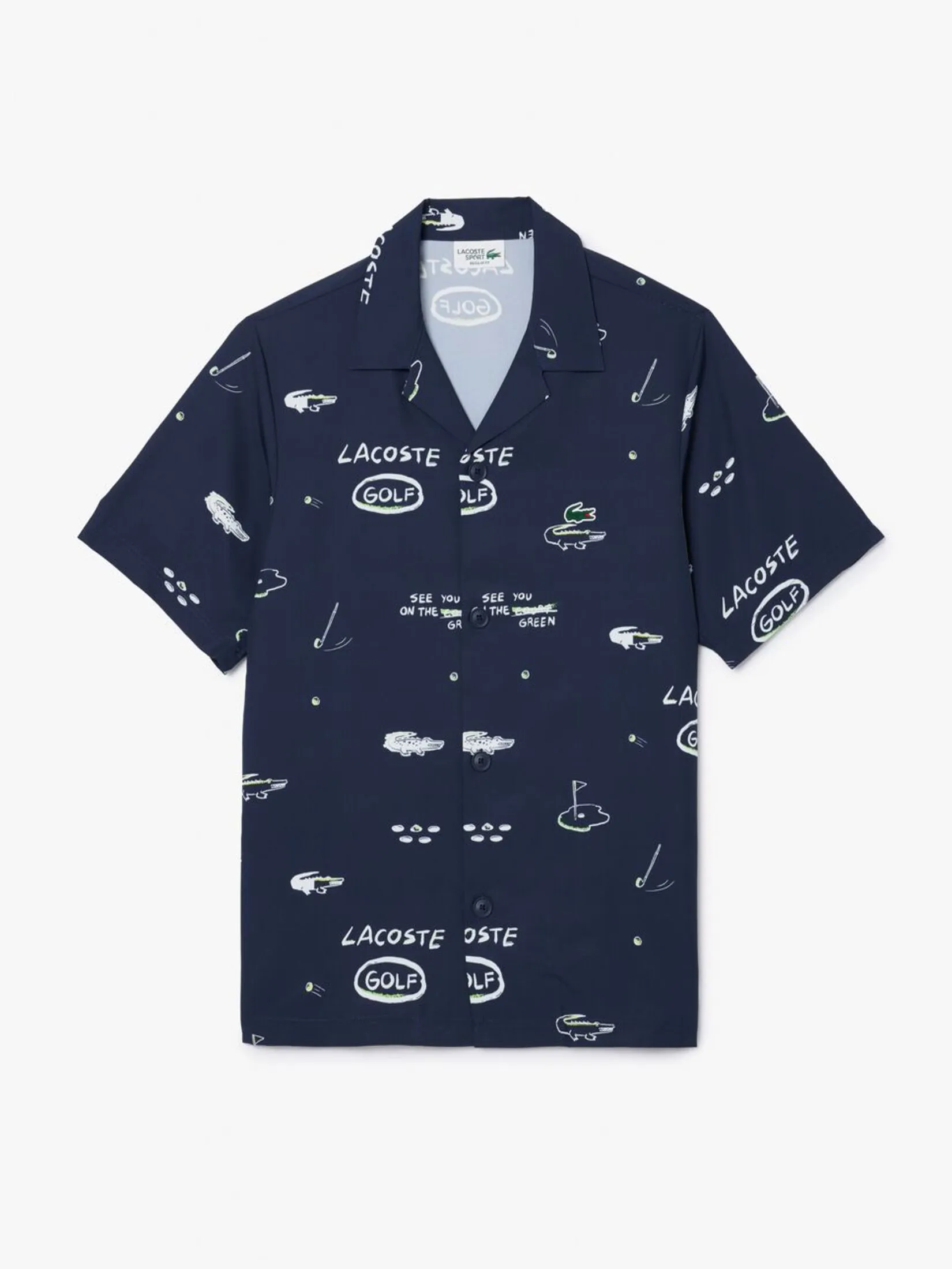 LACOSTE Regular Hawaii Fit UV Protect Golf Shirt Blue LACOSTE Regular Hawaii Fit UV Protect Golf Shirt Blue