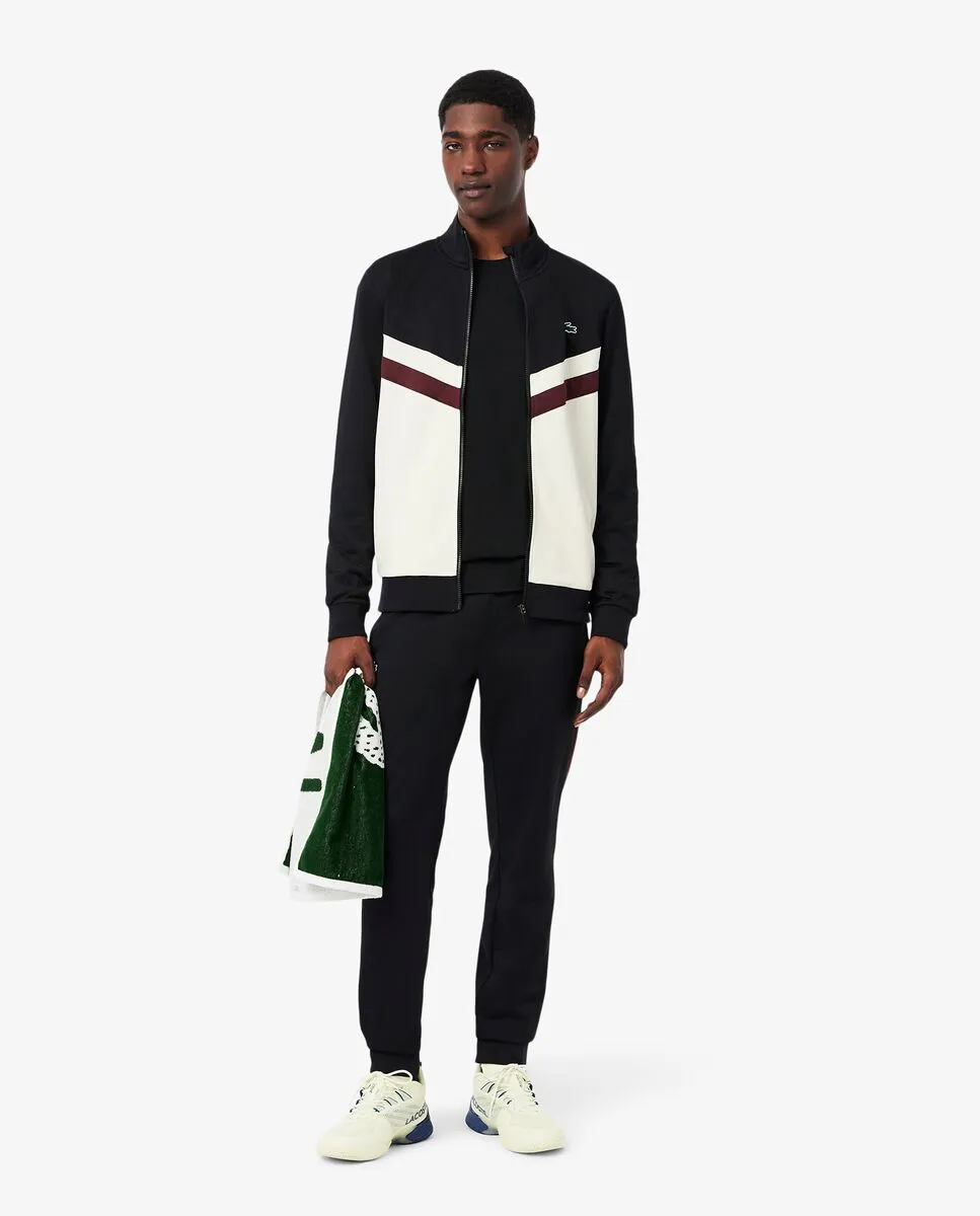 LACOSTE Zip-Up Print Tennis Sweatshirt Black LACOSTE Zip-Up Print Tennis Sweatshirt Black