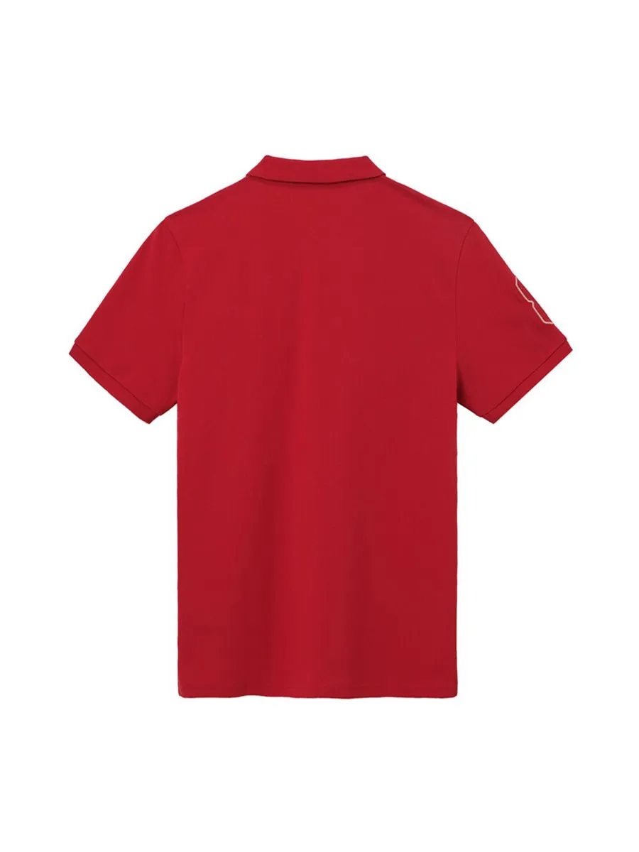 GIORDANO Men's Lycra Pique Embroidery Polo (3D Lion)  Haute Red GIORDANO Men's Lycra Pique Embroidery Polo (3D Lion)  Haute Red
