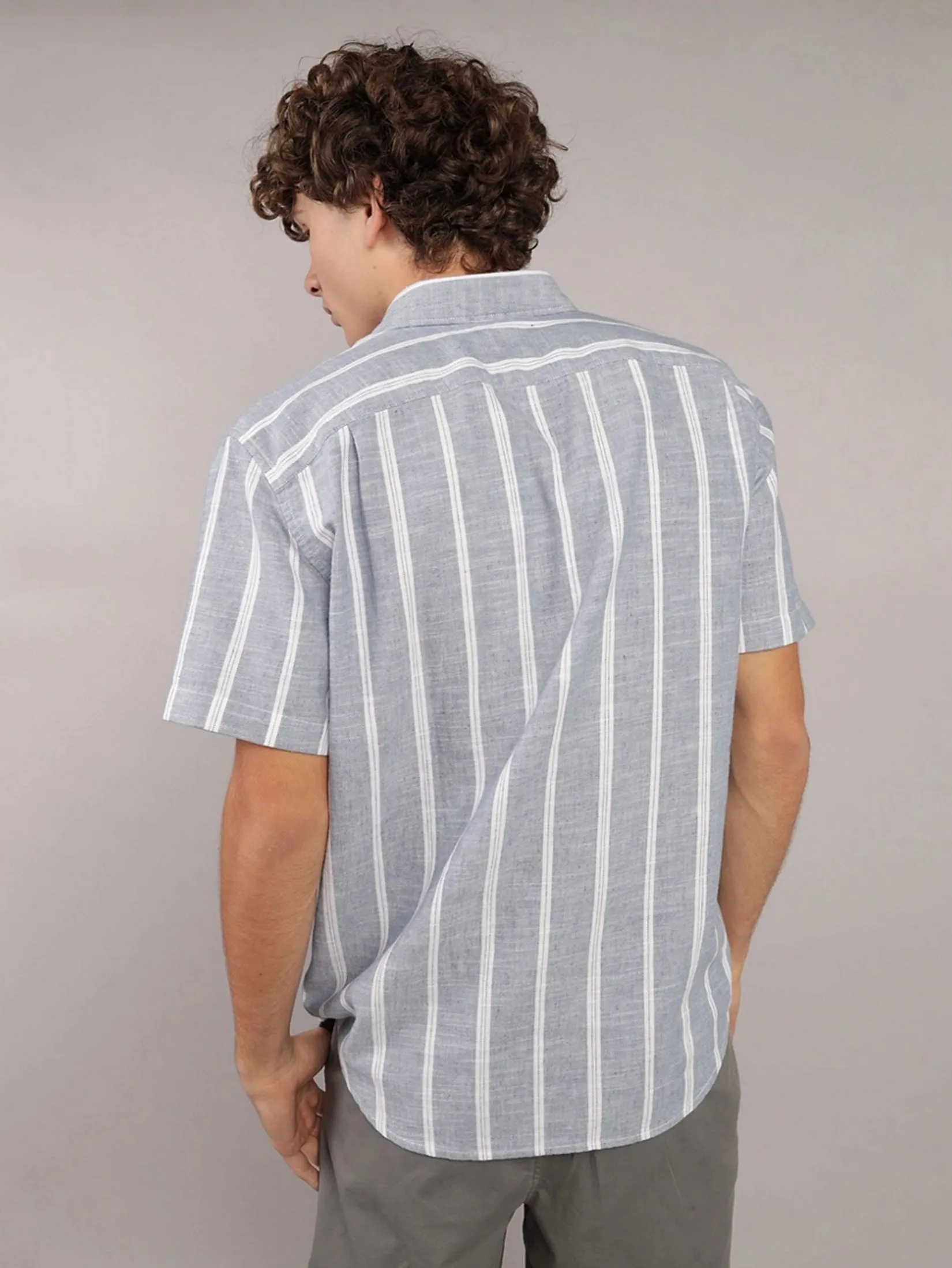 American Eagle MEN 2834 SS CF CSC MILES SLUB SHIRT 400 BLUE American Eagle MEN 2834 SS CF CSC MILES SLUB SHIRT 400 BLUE