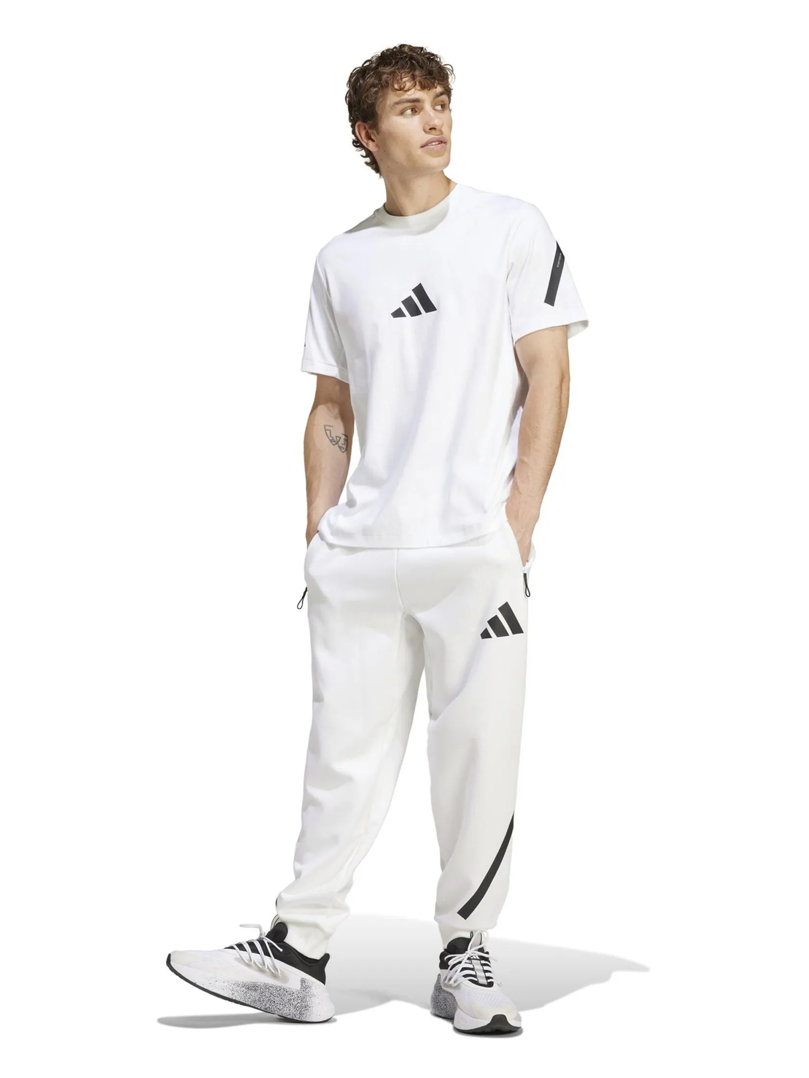 ADIDAS Men T-Shirt adidas Z.N.E. Round Neck Short Sleeves White ADIDAS Men T-Shirt adidas Z.N.E. Round Neck Short Sleeves White