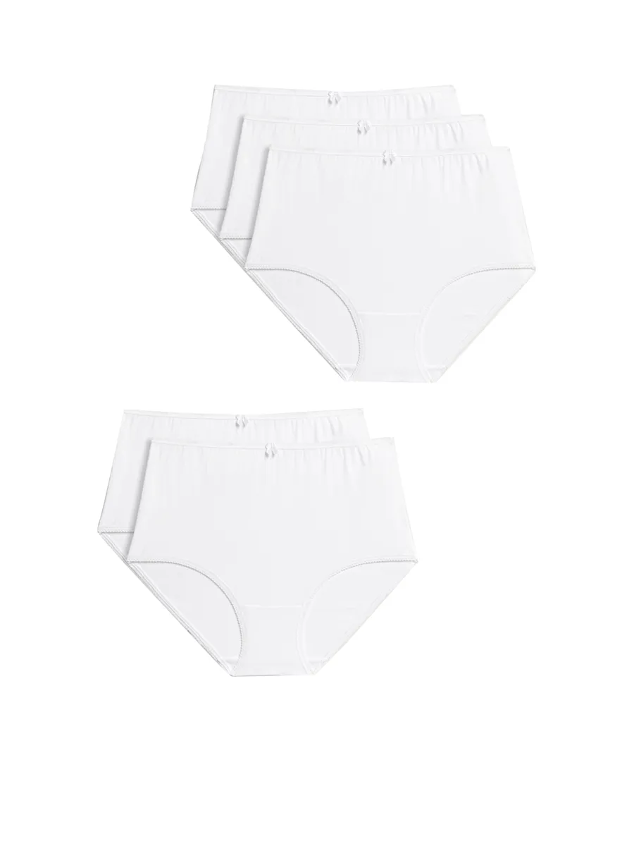 MARKS & SPENCER Women Full Briefs Cotton Lycra 5 Pk White MARKS & SPENCER Women Full Briefs Cotton Lycra 5 Pk White
