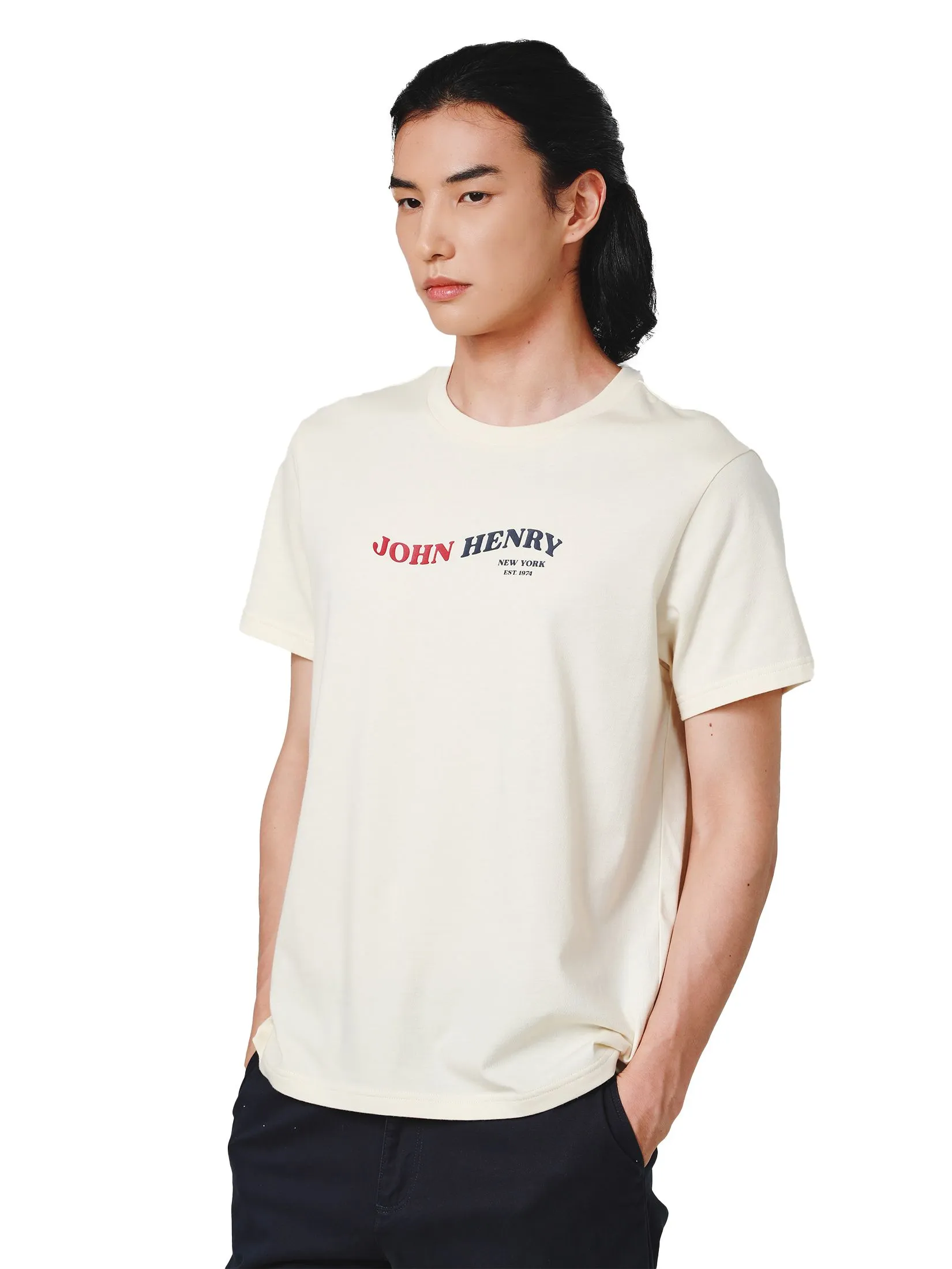 JOHN HENRY Men's T-Shirts (Slim Fit) DENIM Beige JOHN HENRY Men's T-Shirts (Slim Fit) DENIM Beige