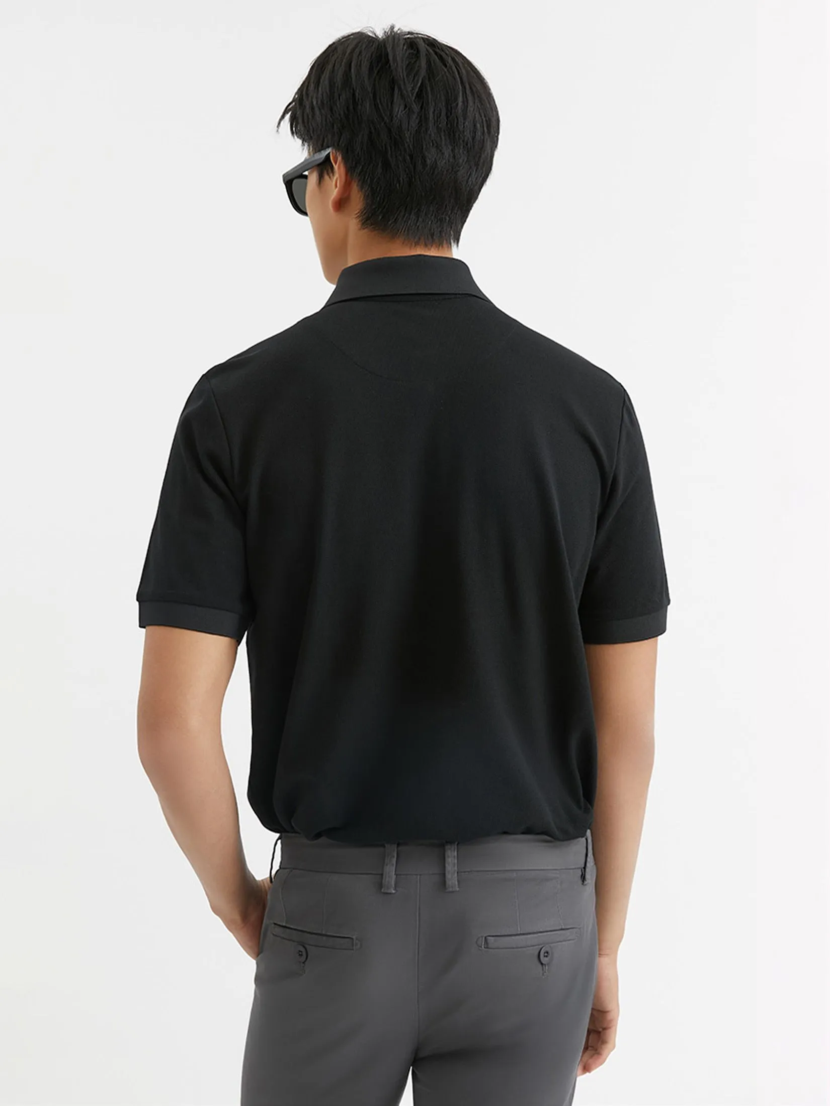 DAPPER DAPPER DP Iconic Piqué Polo Shirt Black DAPPER DAPPER DP Iconic Piqué Polo Shirt Black