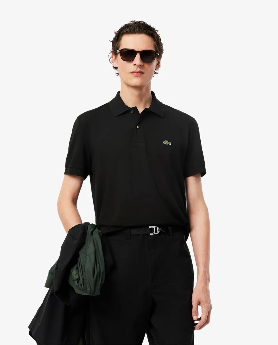 LACOSTE Classic Fit L.12.12 LIGHT Piqu  Polo Shirt Black LACOSTE Classic Fit L.12.12 LIGHT Piqu  Polo Shirt Black