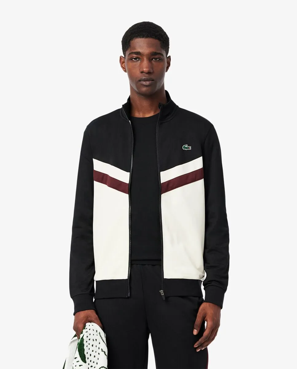 LACOSTE Zip-Up Print Tennis Sweatshirt Black LACOSTE Zip-Up Print Tennis Sweatshirt Black